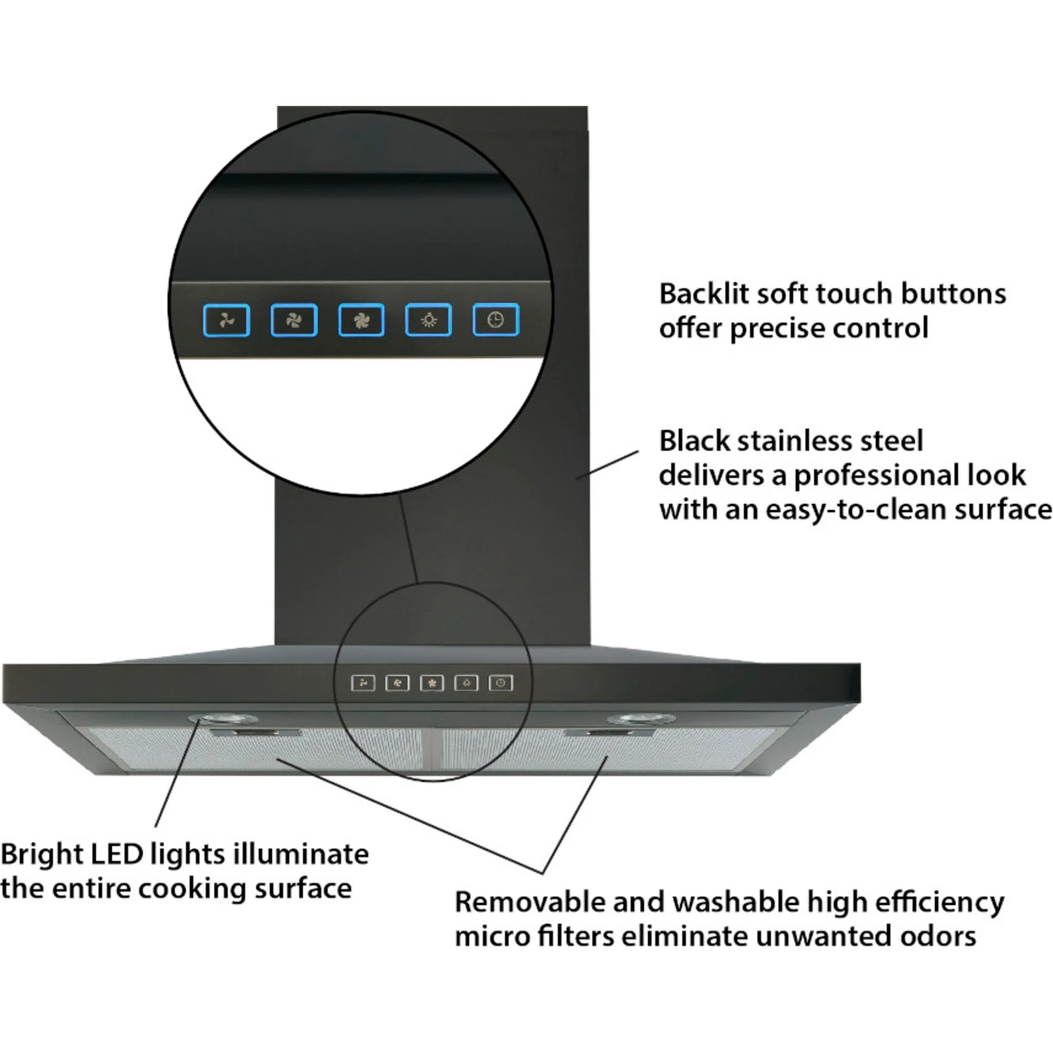 Broan Range Hood (BWS1304BLS) - Black - Image 5