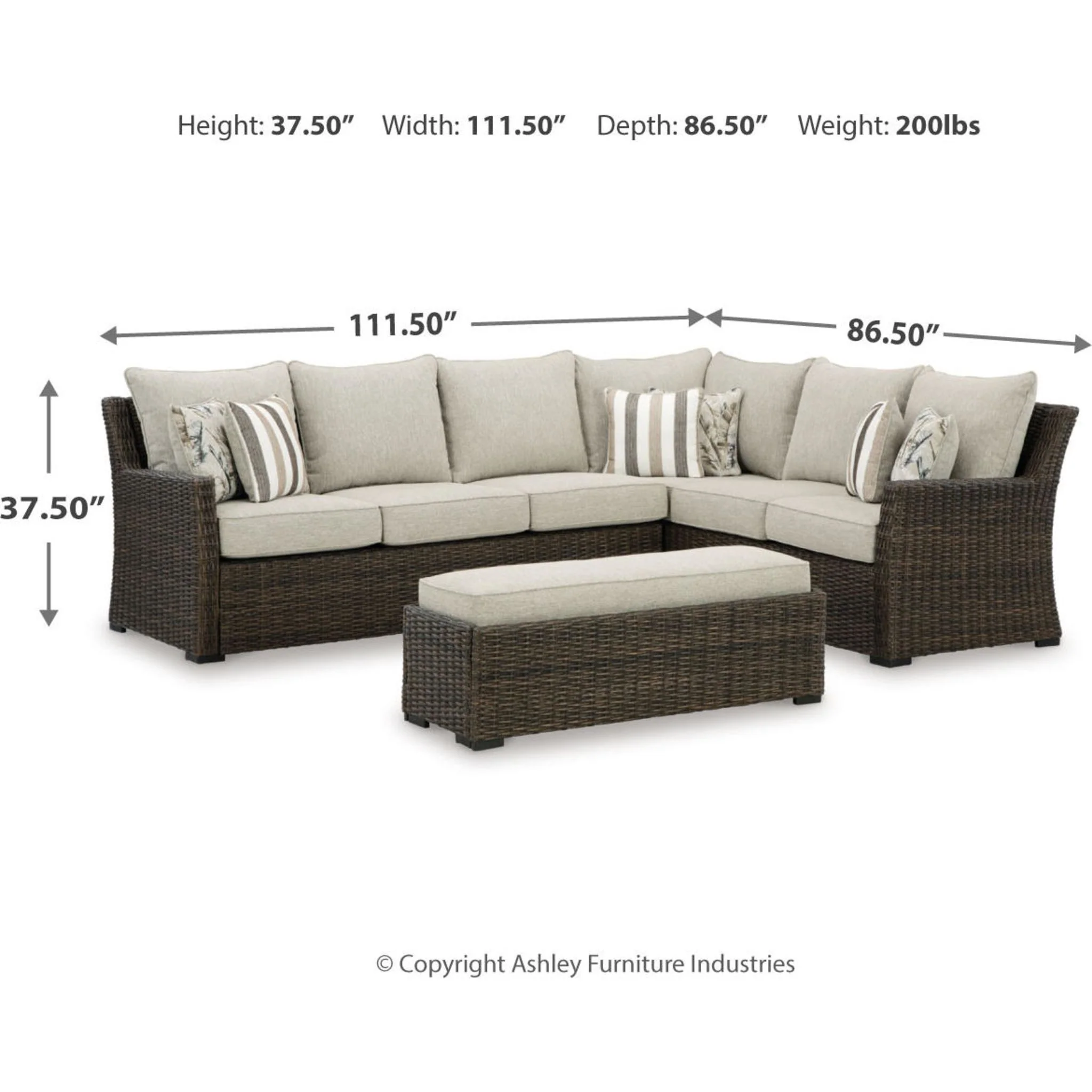 Brook Ranch 2 Piece Outdoor Sectional with Bench - Image 5