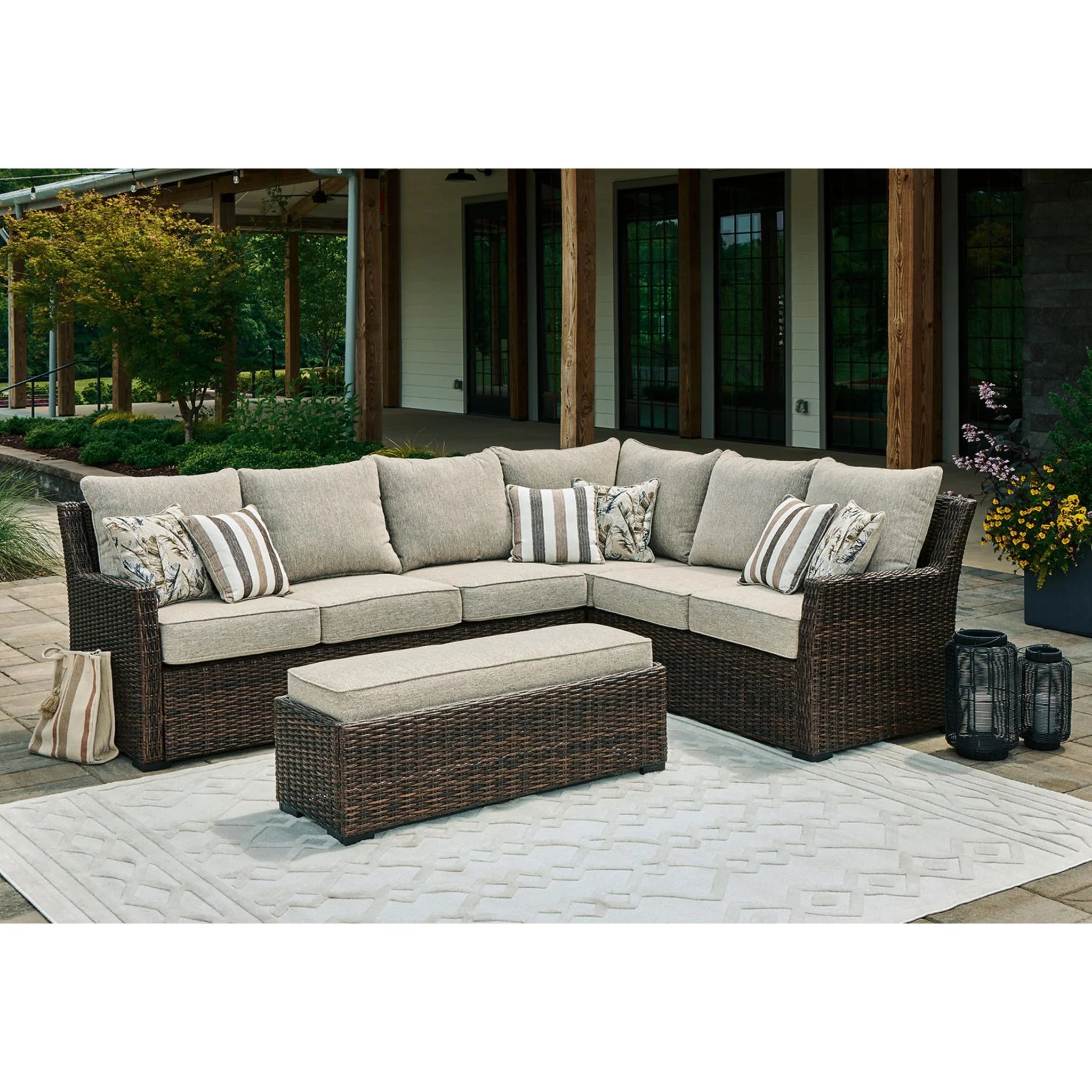 Brook Ranch 2 Piece Outdoor Sectional with Bench - Image 6