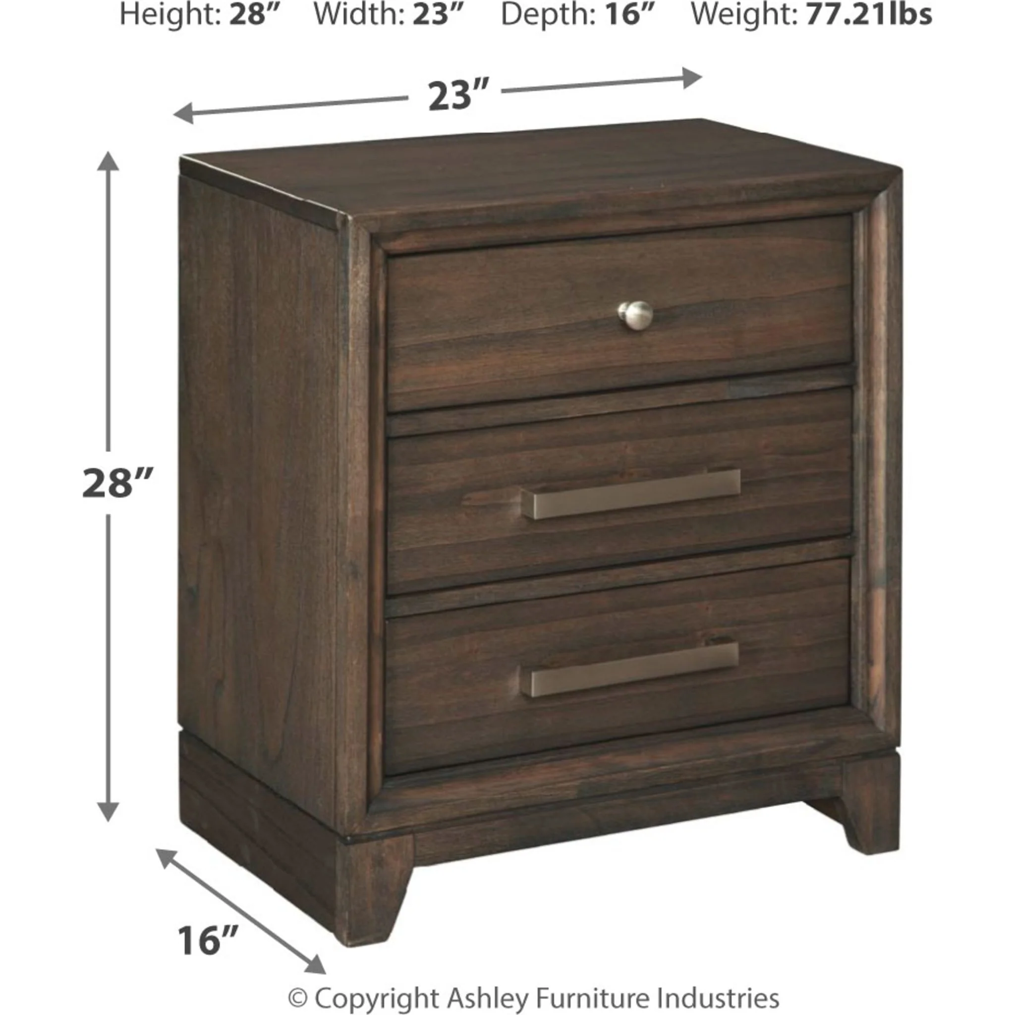 Brueban Three Drawer Nightstand - Image 5