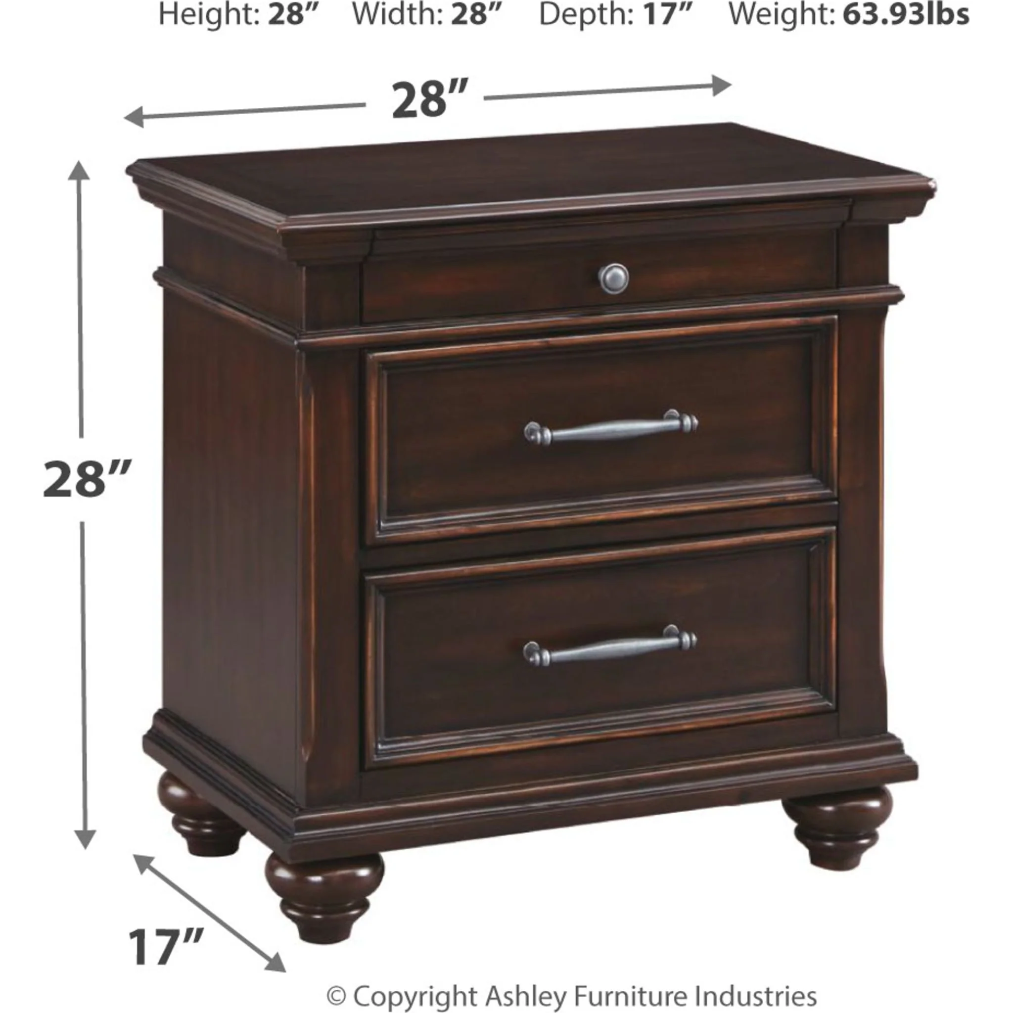 Brynhurst Three Drawer Nightstand - Image 4