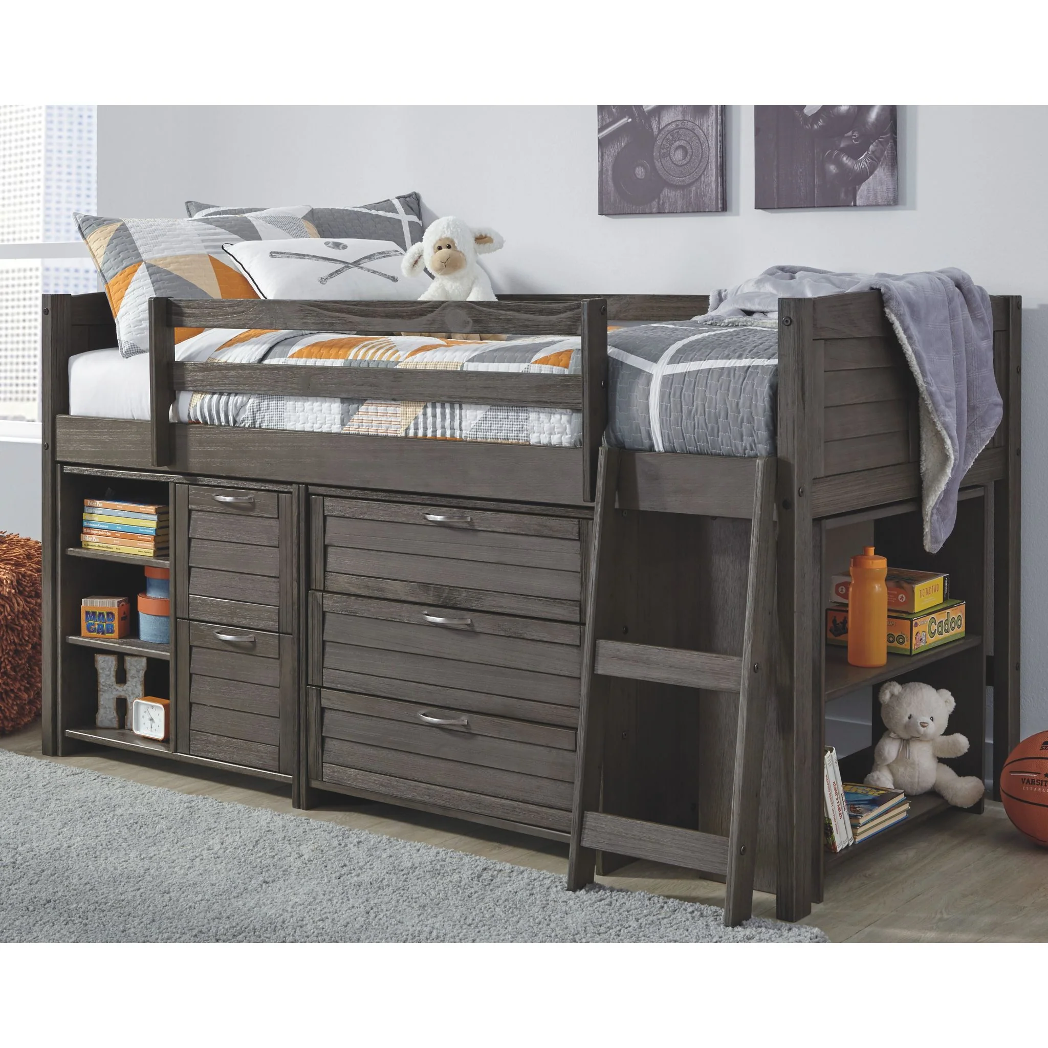 Caitbrook Loft Bed w/Bin & Drawer Storage - Image 2
