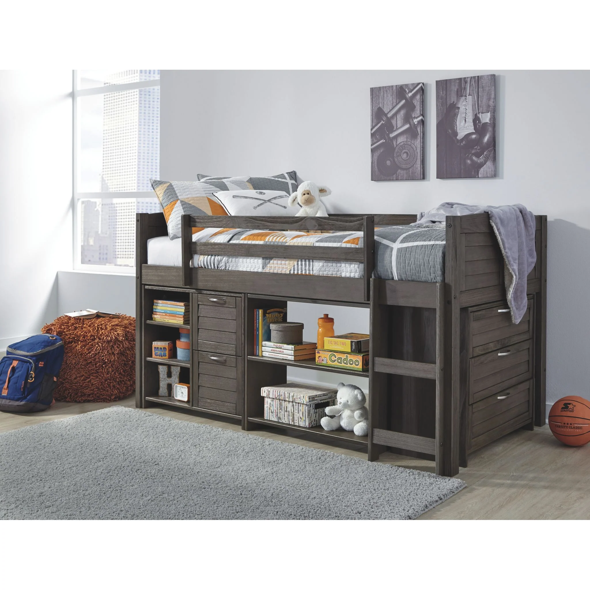Caitbrook Loft Bed w/Bin & Drawer Storage - Image 3