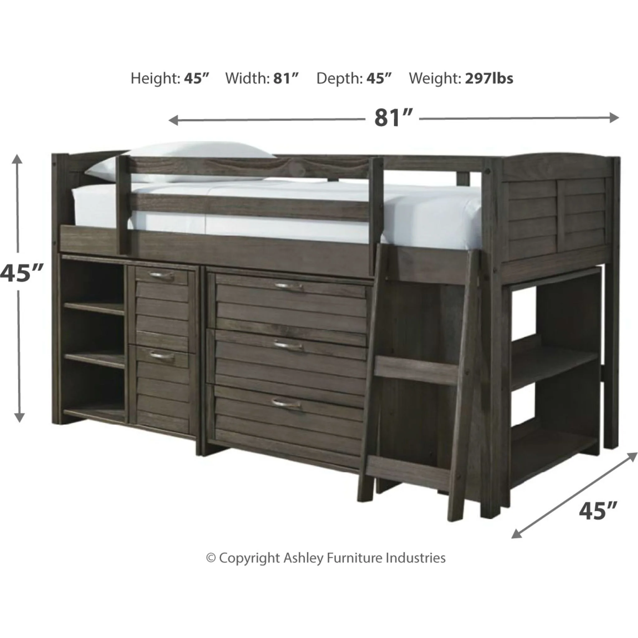 Caitbrook Loft Bed w/Bin & Drawer Storage - Image 4