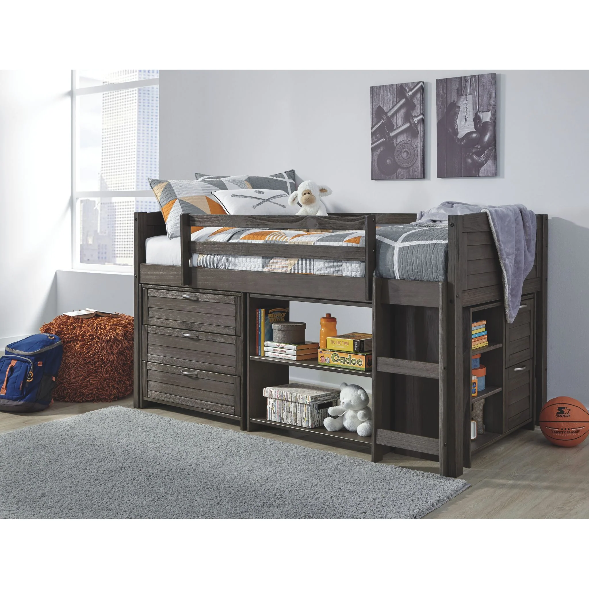 Caitbrook Loft Bed w/Bin & Drawer Storage - Image 5