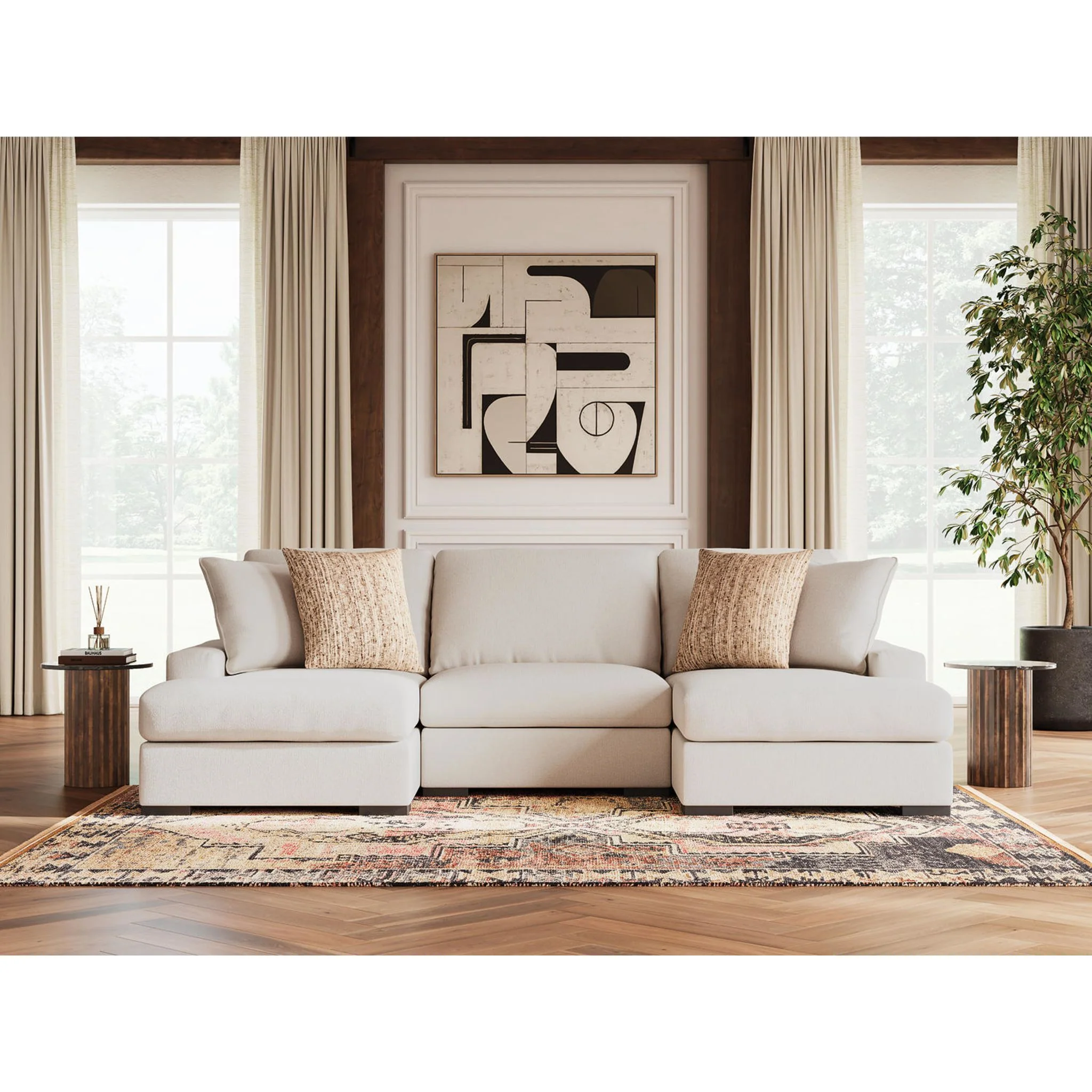Calden-Exclusive 3 Piece Modular Sectional with Double Chaise - Image 2
