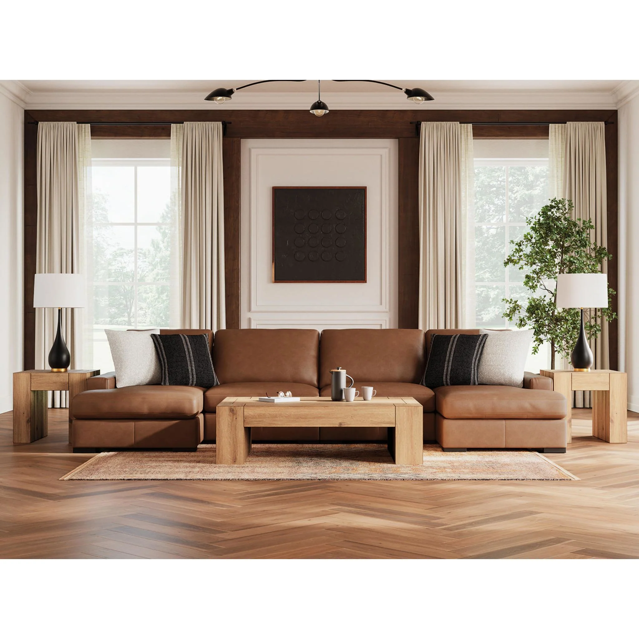 Calden-Exclusive 4 Piece Modular Sectional with Double Chaise - Image 2