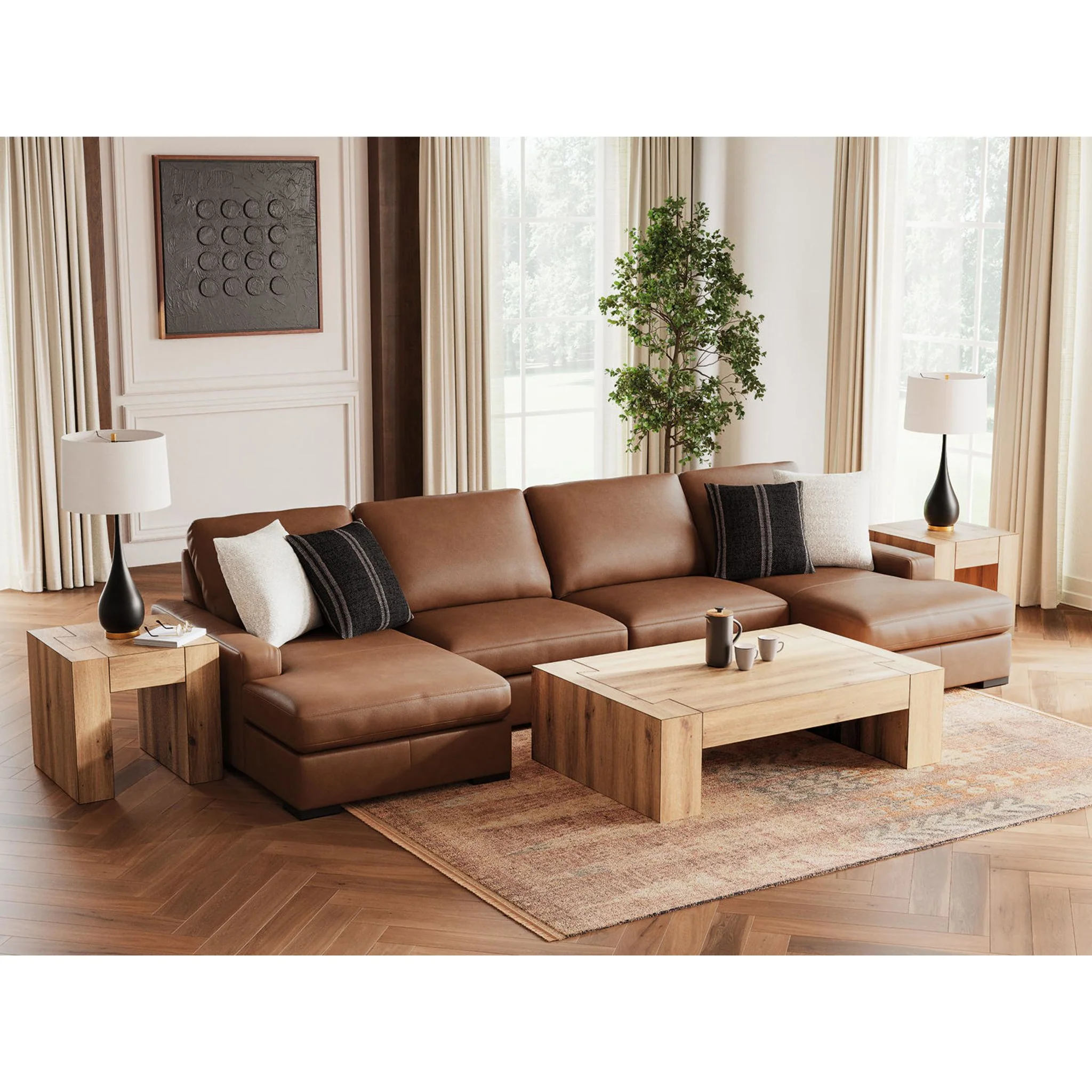 Calden-Exclusive 4 Piece Modular Sectional with Double Chaise - Image 7
