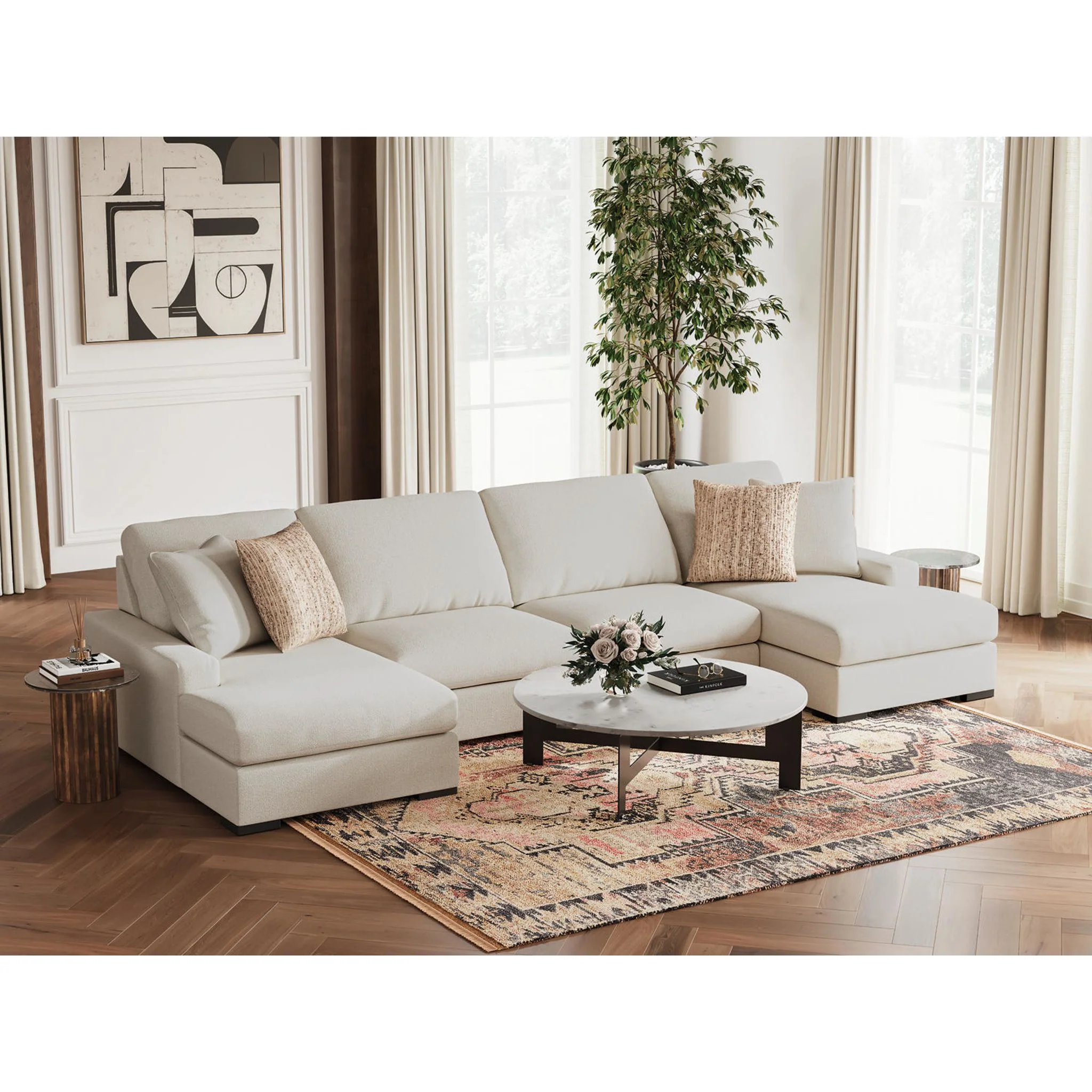 Calden-Exclusive 4 Piece Sectional with Double Chaise - Image 32