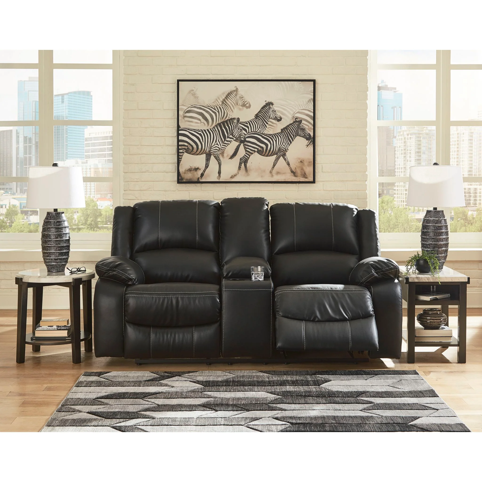 Calderwell Reclining Power Loveseat with Console - Image 2