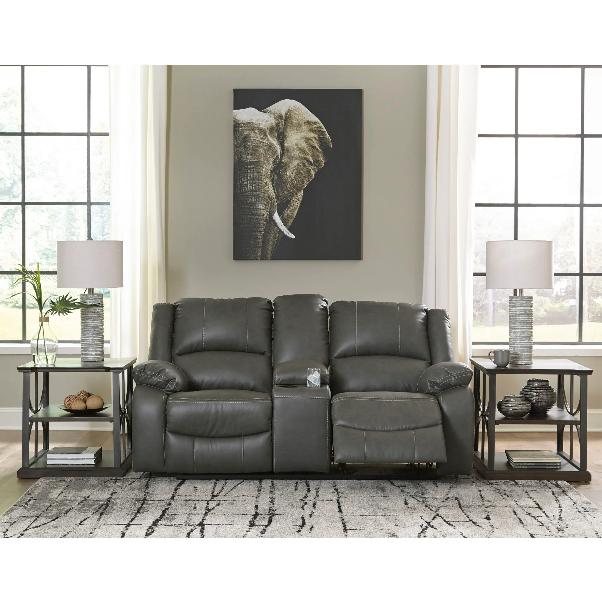 Calderwell Reclining Power Loveseat with Console - Image 2