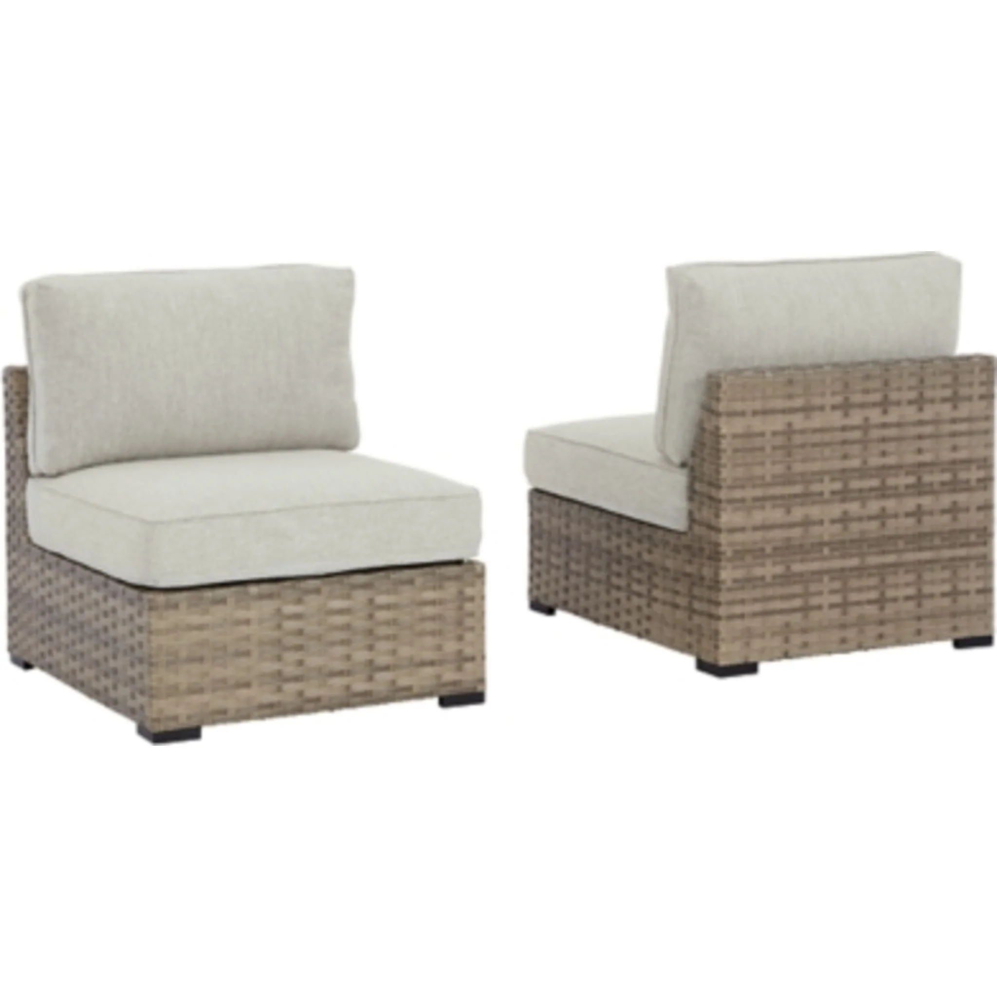 Calworth Outdoor Modular Armless Chair (Set of 2) with Cushion - Image 3