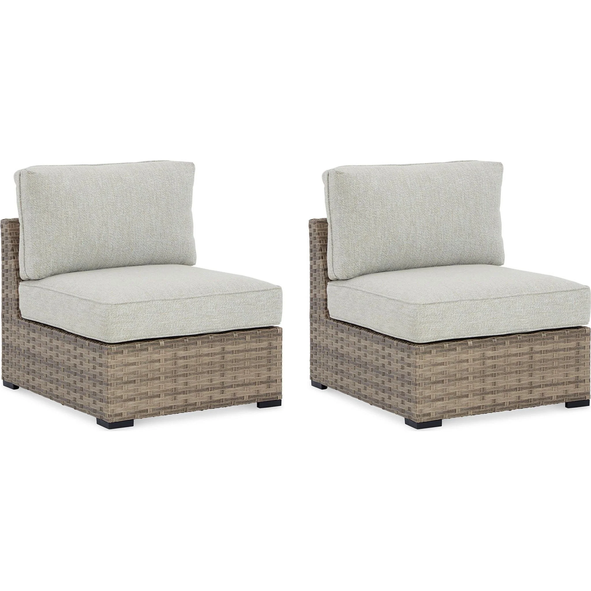 Calworth Outdoor Modular Armless Chair (Set of 2) with Cushion - Image 4