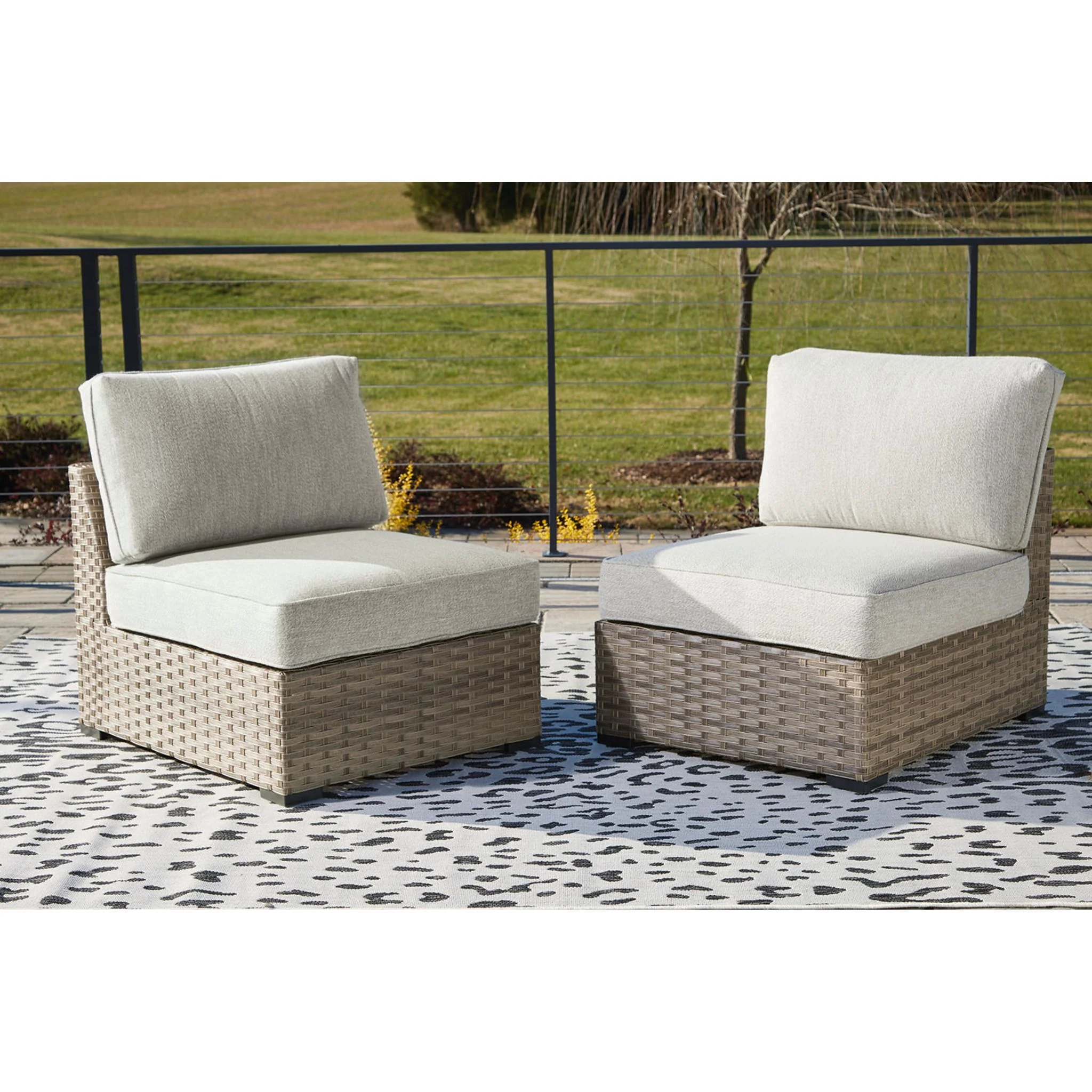 Calworth Outdoor Modular Armless Chair (Set of 2) with Cushion - Image 9