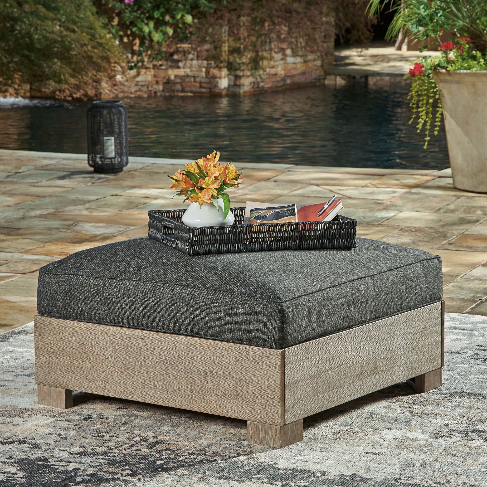 Citrine Park Outdoor Ottoman with Cushion - Image 2