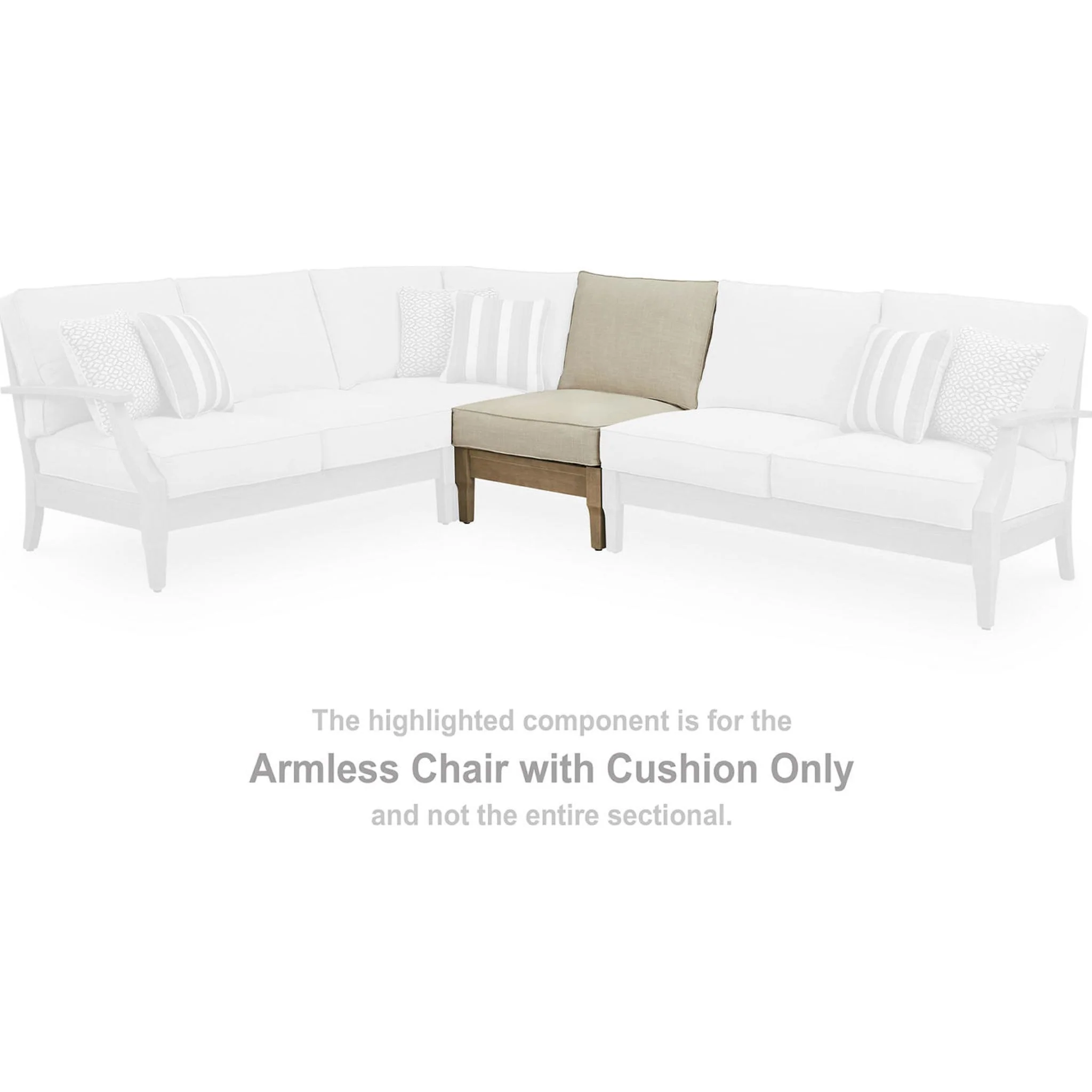 Clare View Outdoor Modular Armless Chair with Cushion - Image 2