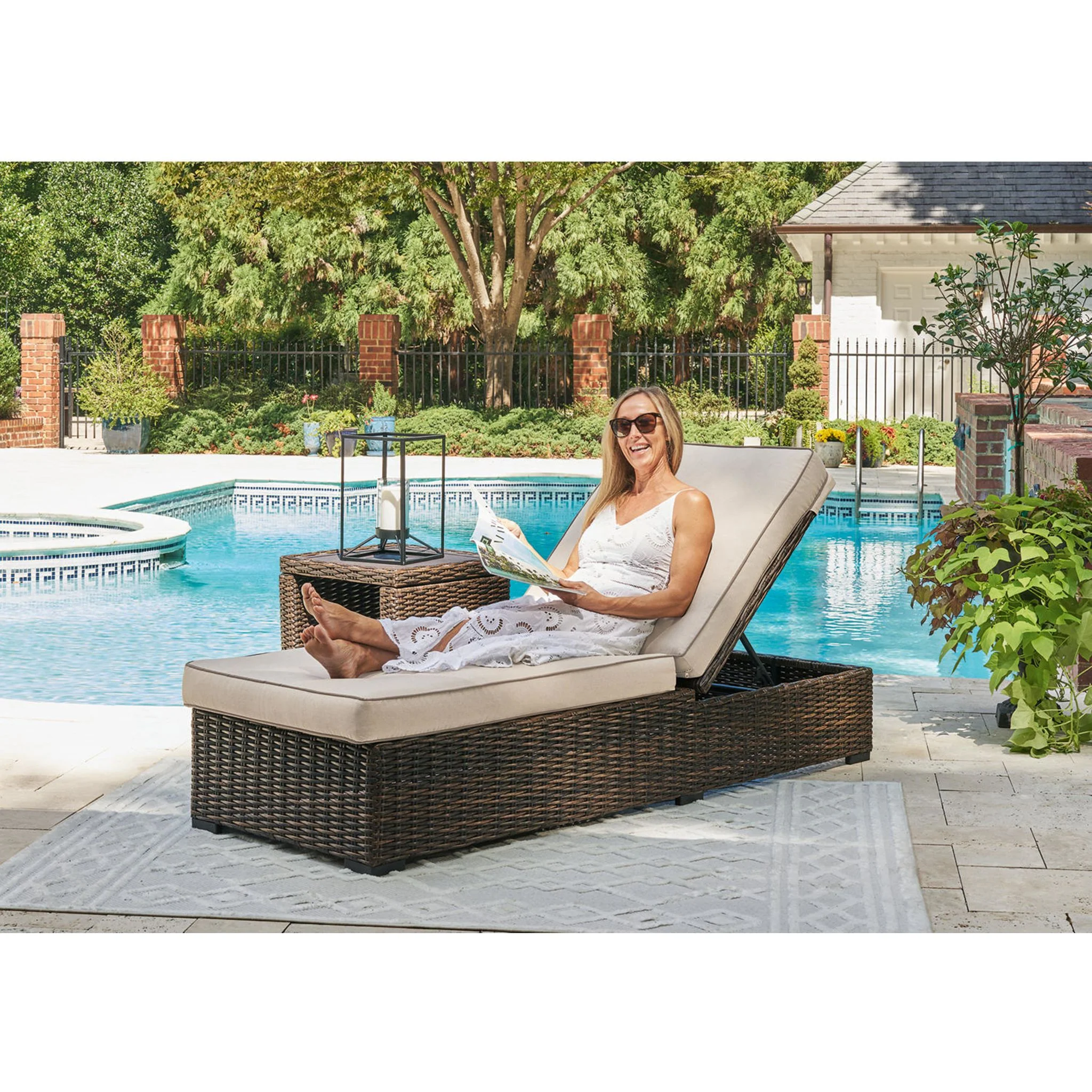 Coastline Bay Outdoor Chaise Lounge with Cushion - Image 6