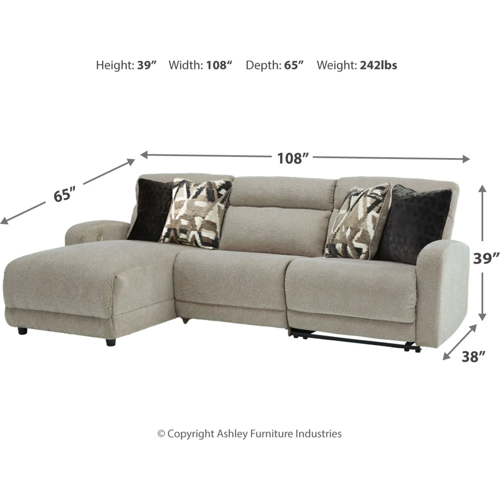 Colleyville 3 Piece Power Reclining Sectional - Image 5