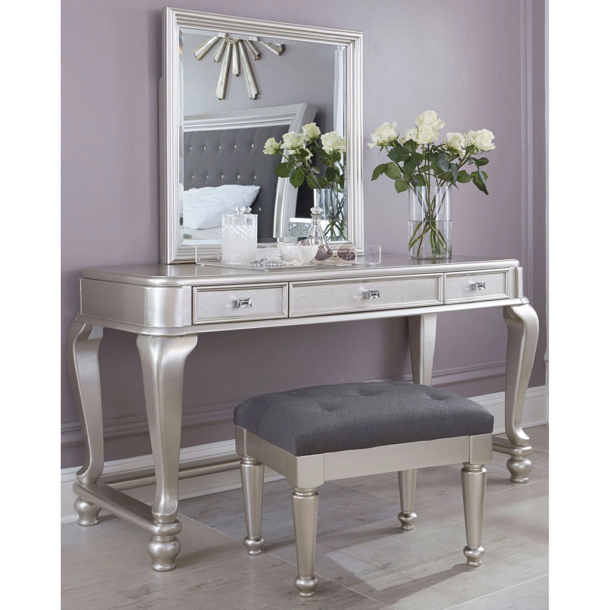 Coralayne Vanity, Mirror & Stool - Image 2