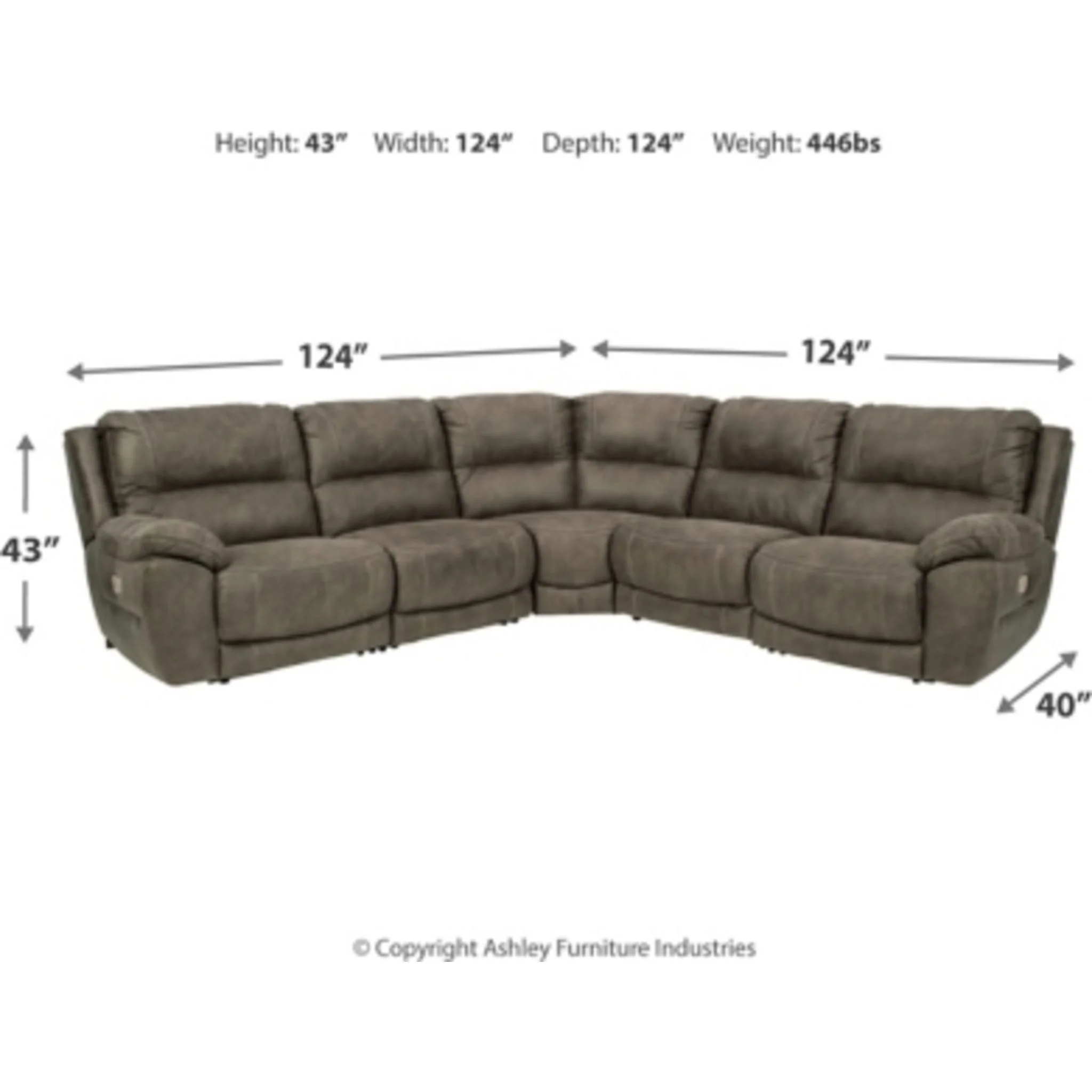 Cranedall 5 Piece Power Reclining Sectional - Image 5