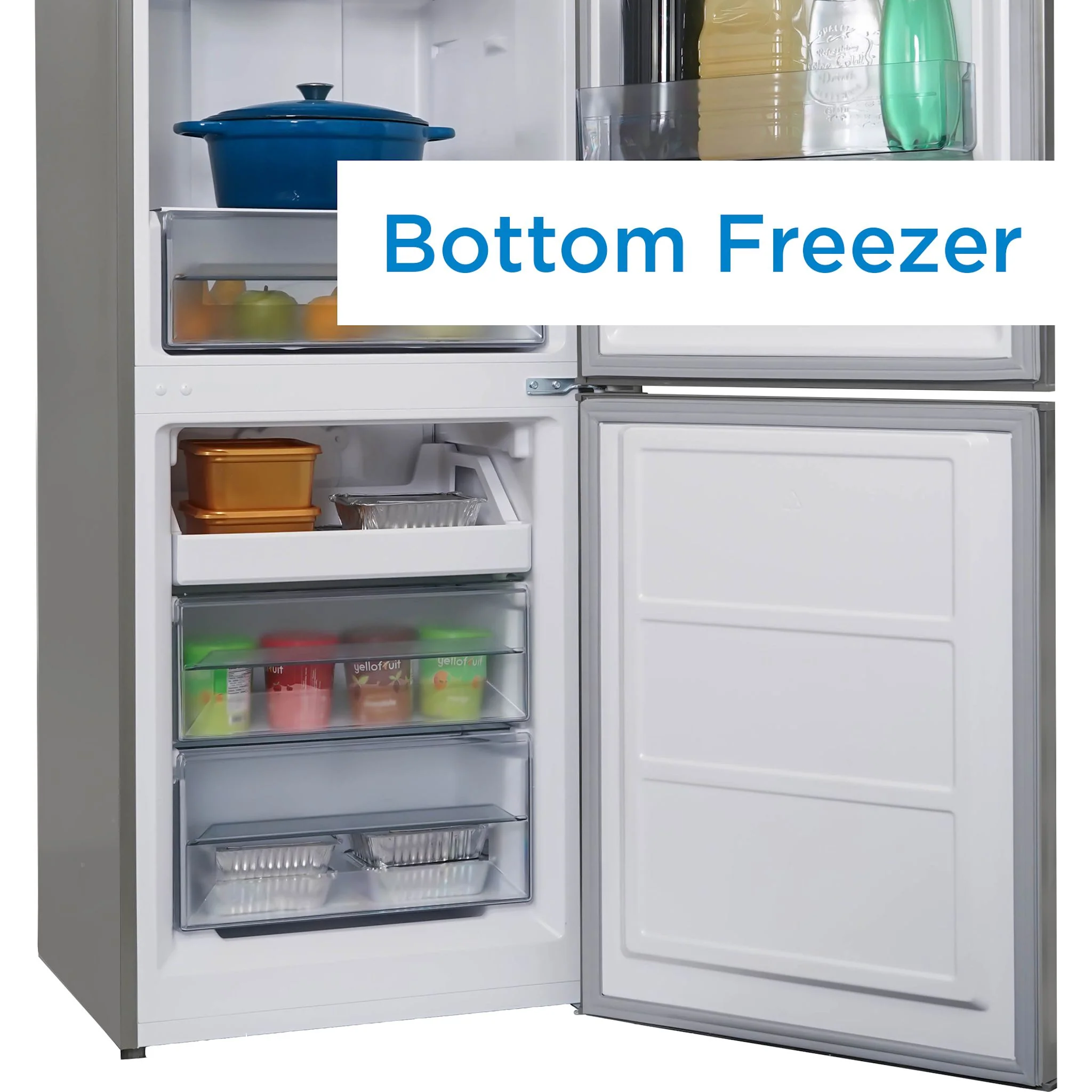Danby 10.3 cu. ft. Bottom Mount Apartment Size Fridge in  Look -Stainless Look (DBMF100B1SLDB) - Image 9