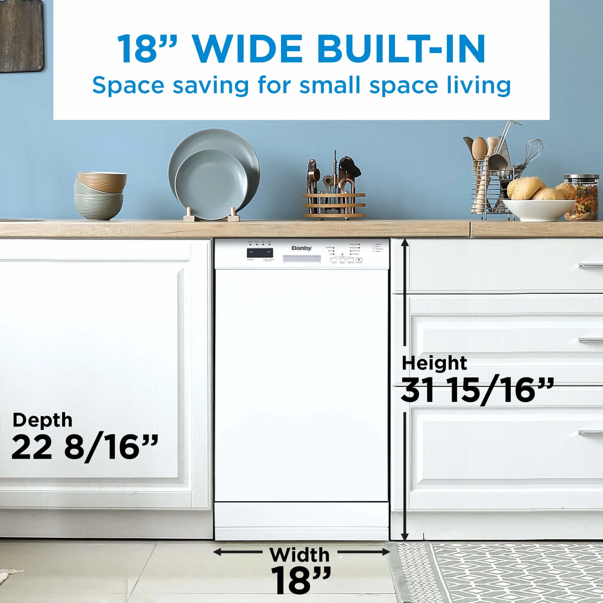 Danby 18? Wide Built-in Dishwasher  -White (DDW18D1EW) - Image 4