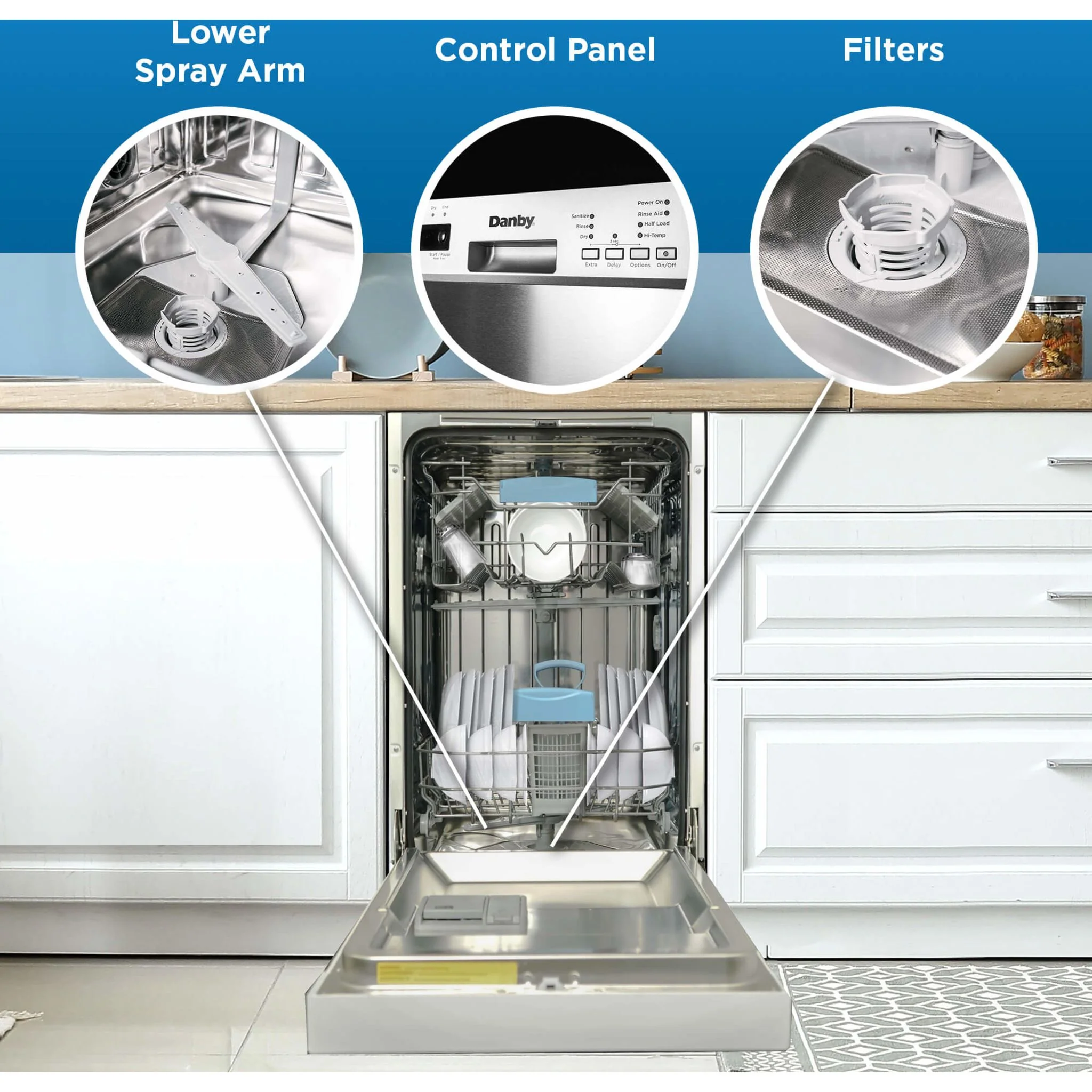 Danby 18? Wide Built-in Dishwasher  -White (DDW18D1EW) - Image 5