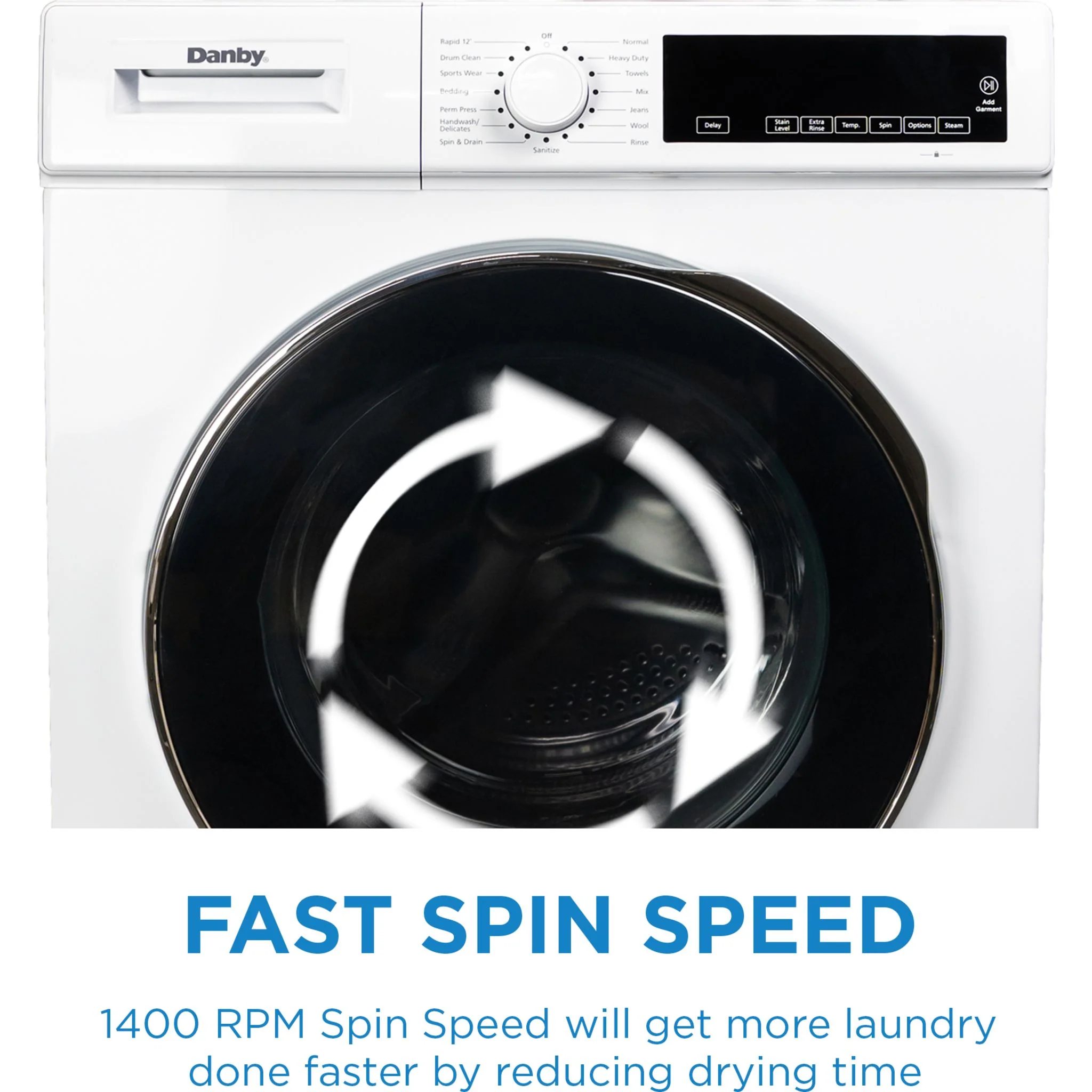 Danby 24-inch, 2.2 cu. ft. Stackable Front Load Washer with Steam in  -White (DWM022D3WDB) - Image 12