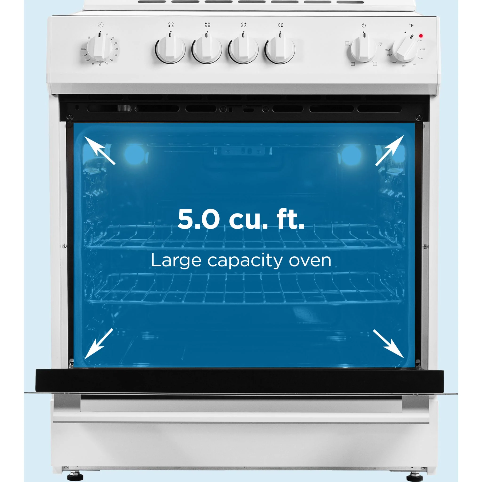 Danby 30” Slide in Smooth Top Electric Range with Knob Controls  -White (DRRM300WC) - Image 10