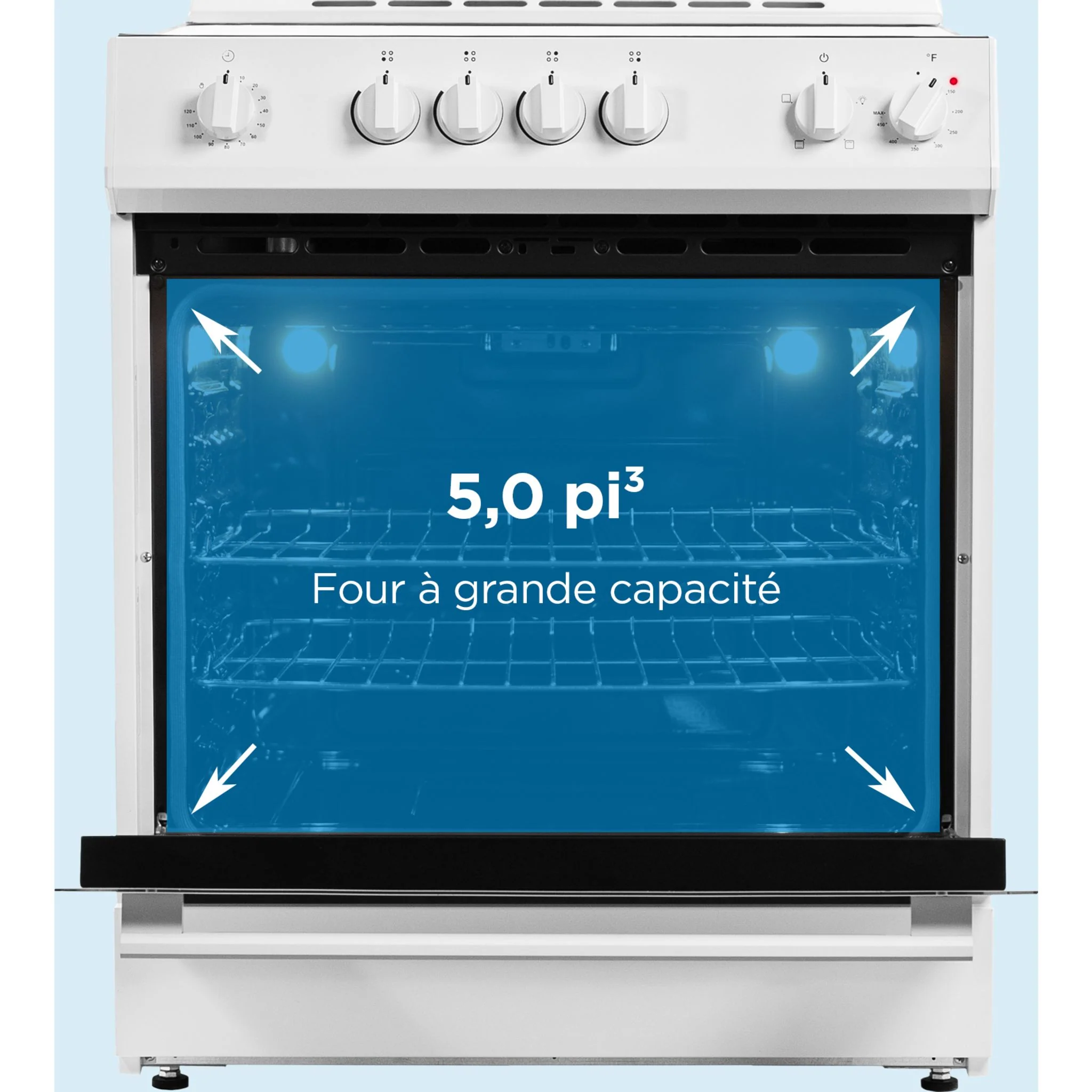Danby 30” Slide in Smooth Top Electric Range with Knob Controls  -White (DRRM300WC) - Image 9