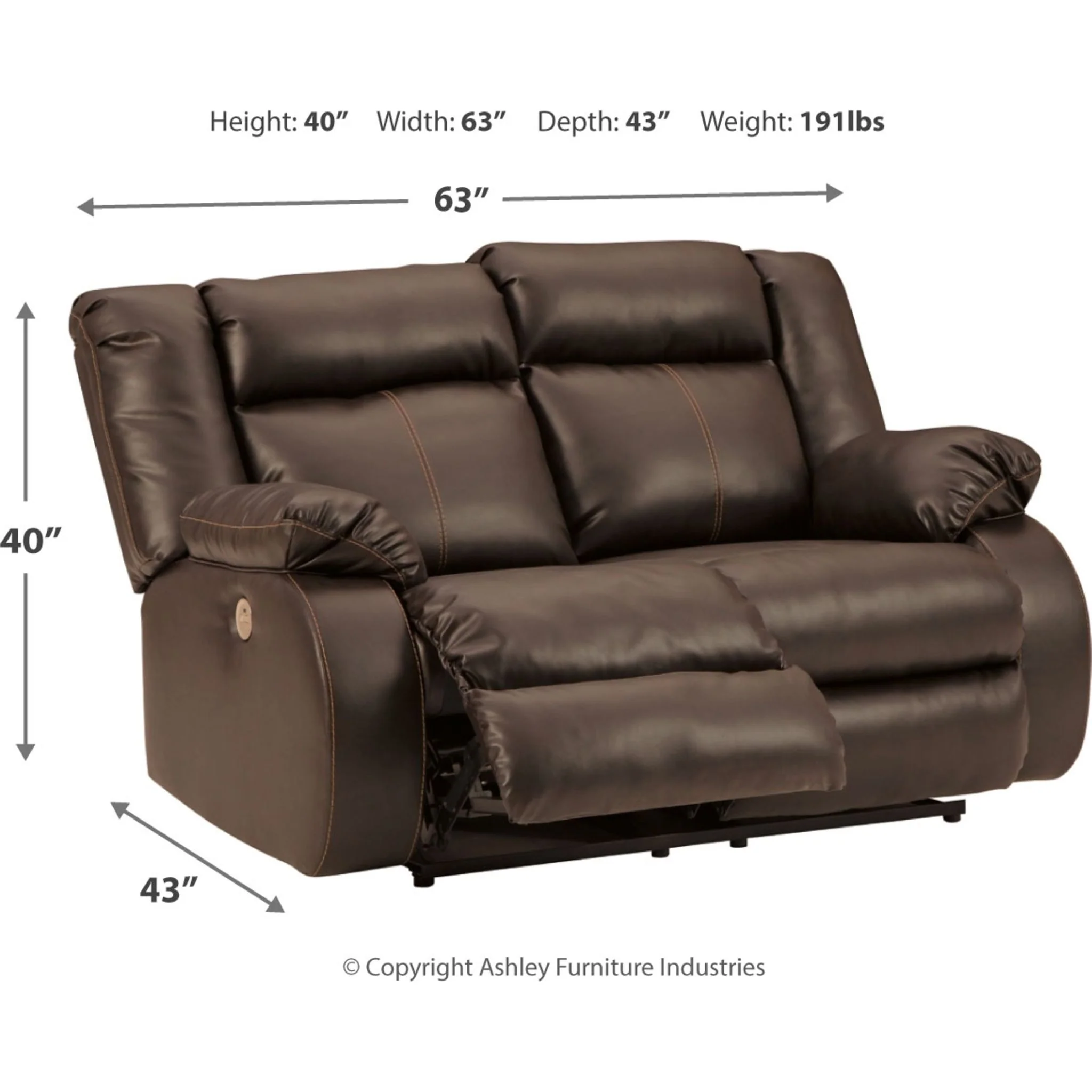 Denoron Reclining Loveseat with Power - Image 4