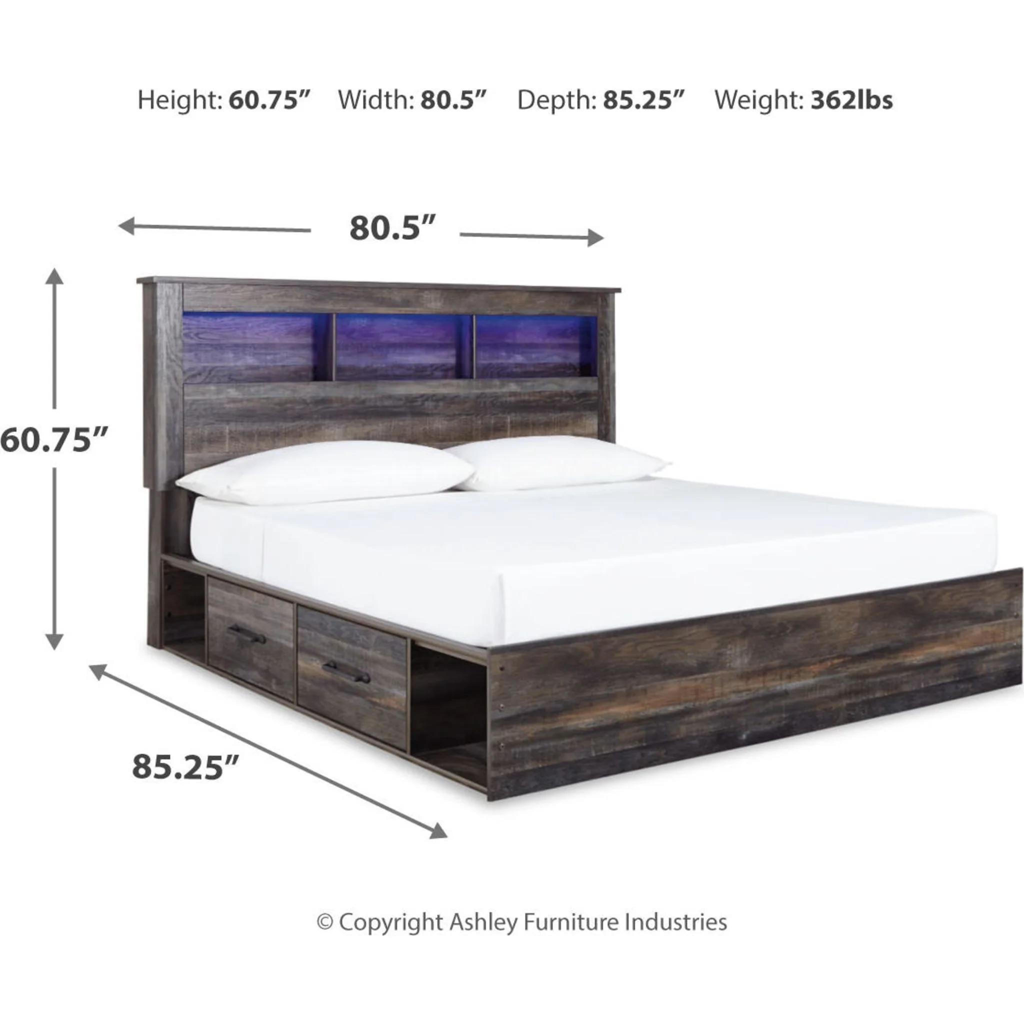 Drystan 5 Piece Bookcase Bed with 4 Drawer Storage Bedroom - Image 25