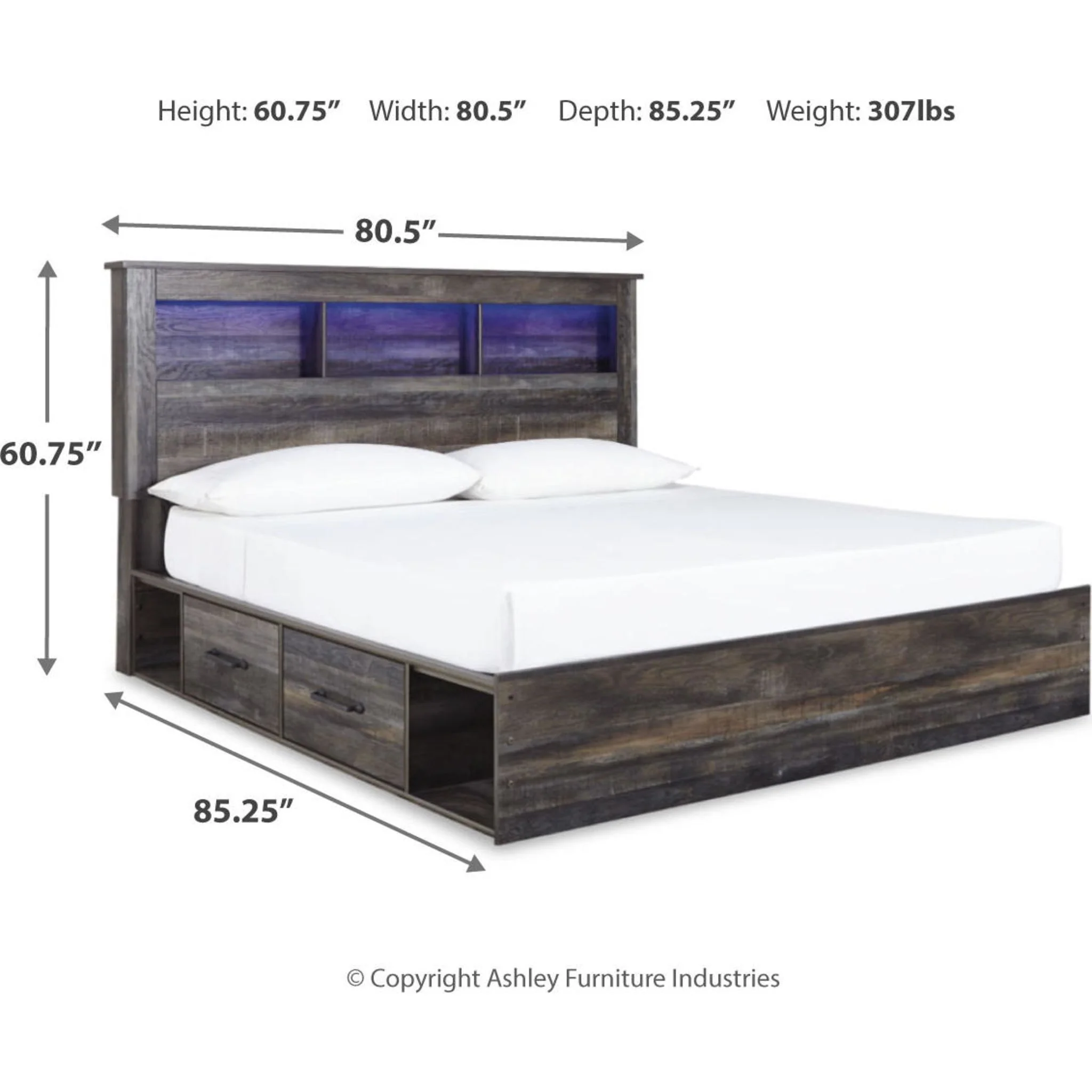 Drystan 5 Piece Bookcase Bed with 4 Drawer Storage Bedroom - Image 28