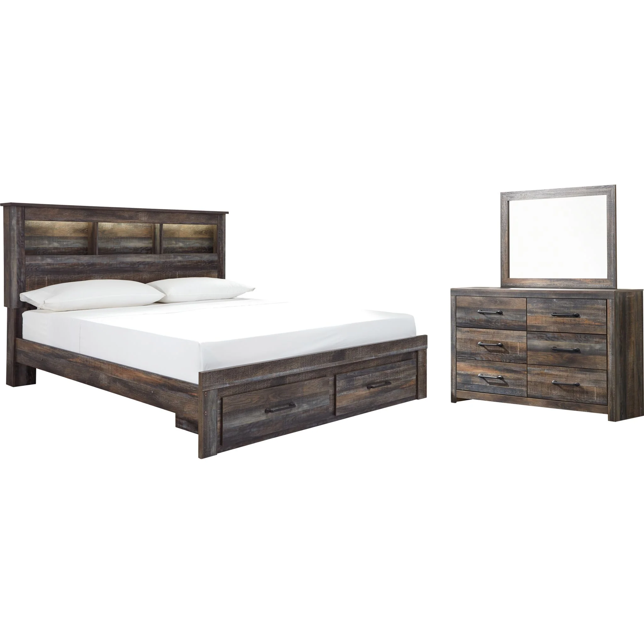 Drystan 5 Piece Bookcase Bed with Footboard Storage Bedroom - Image 10