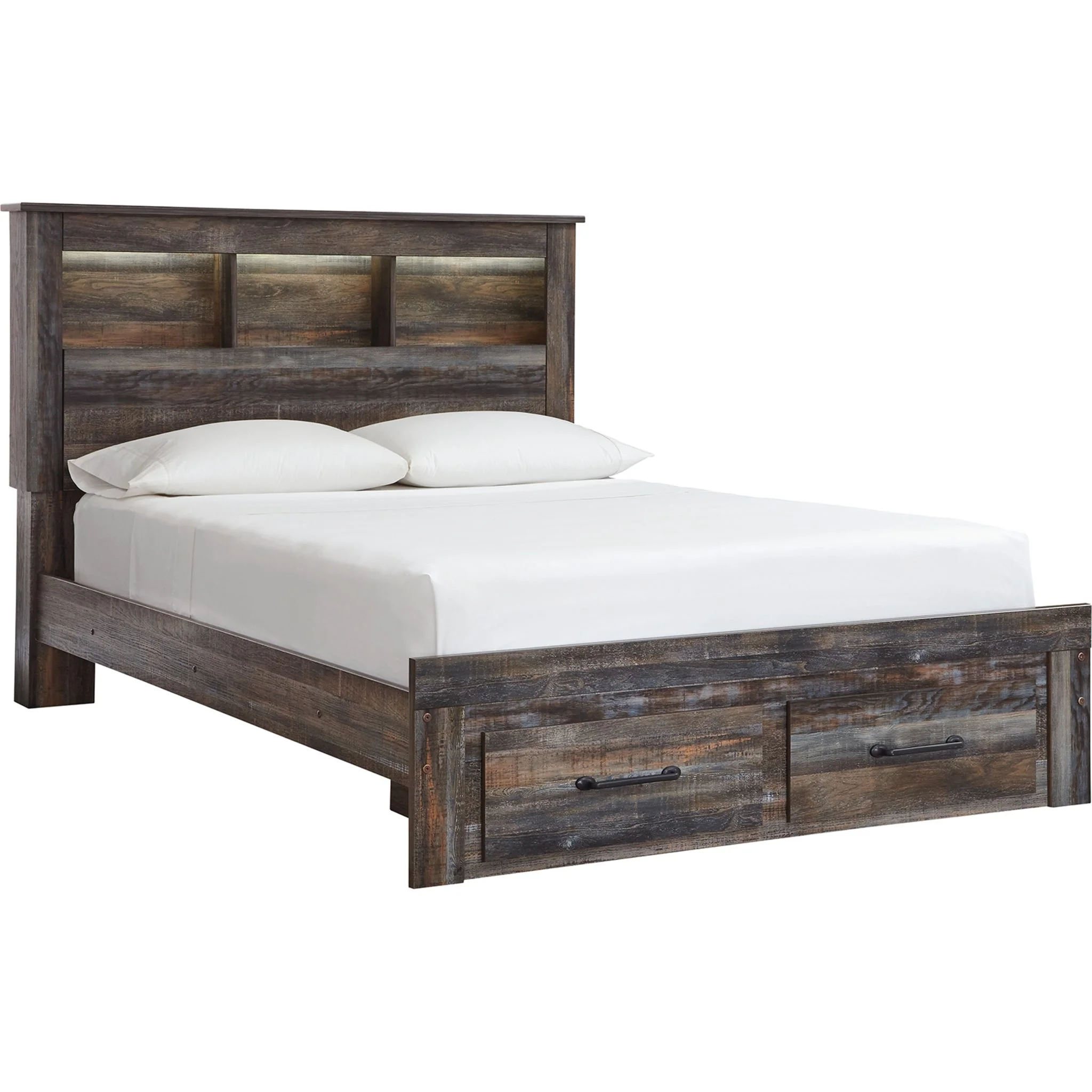 Drystan 5 Piece Bookcase Bed with Footboard Storage Bedroom - Image 3