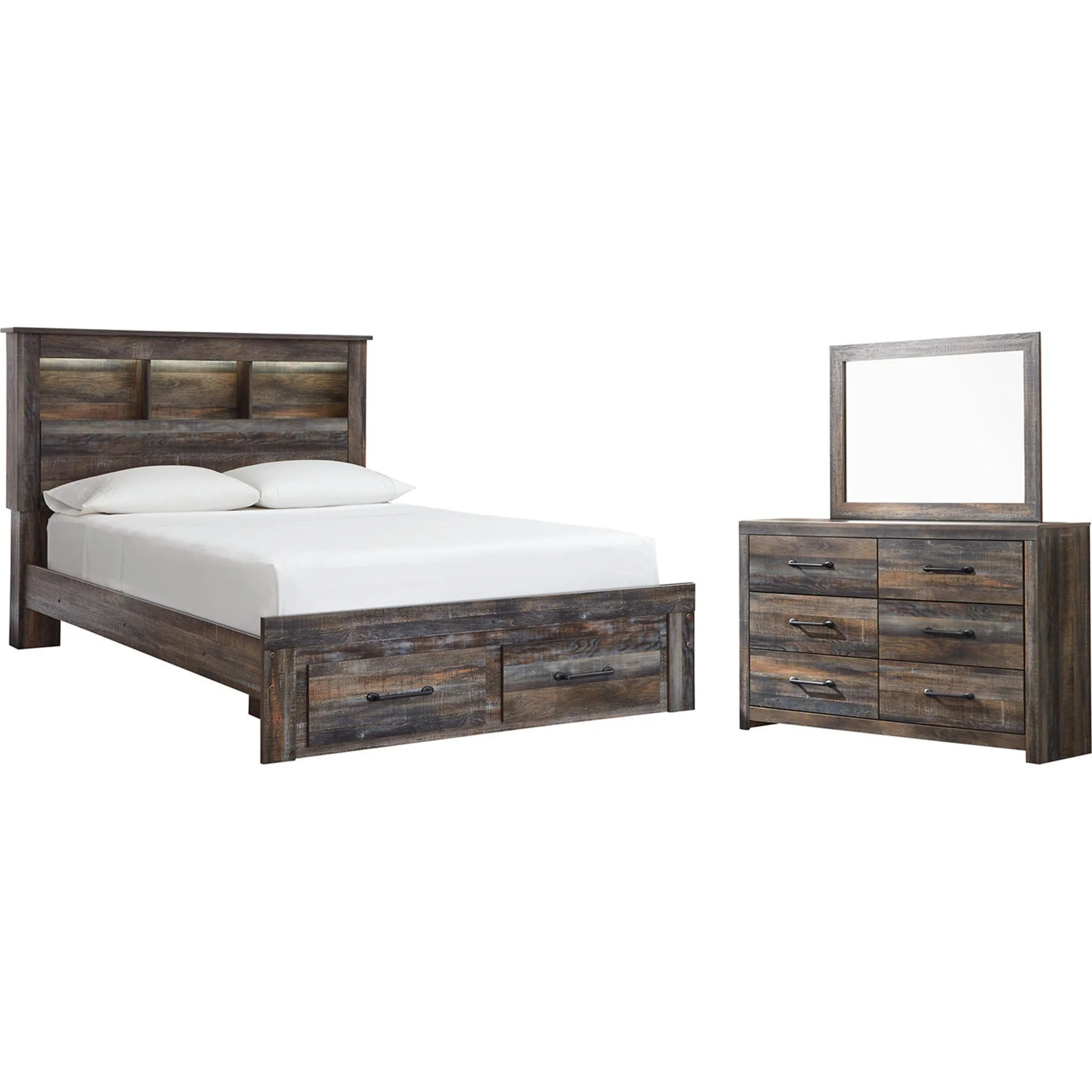 Drystan 5 Piece Bookcase Bed with Footboard Storage Bedroom - Image 7