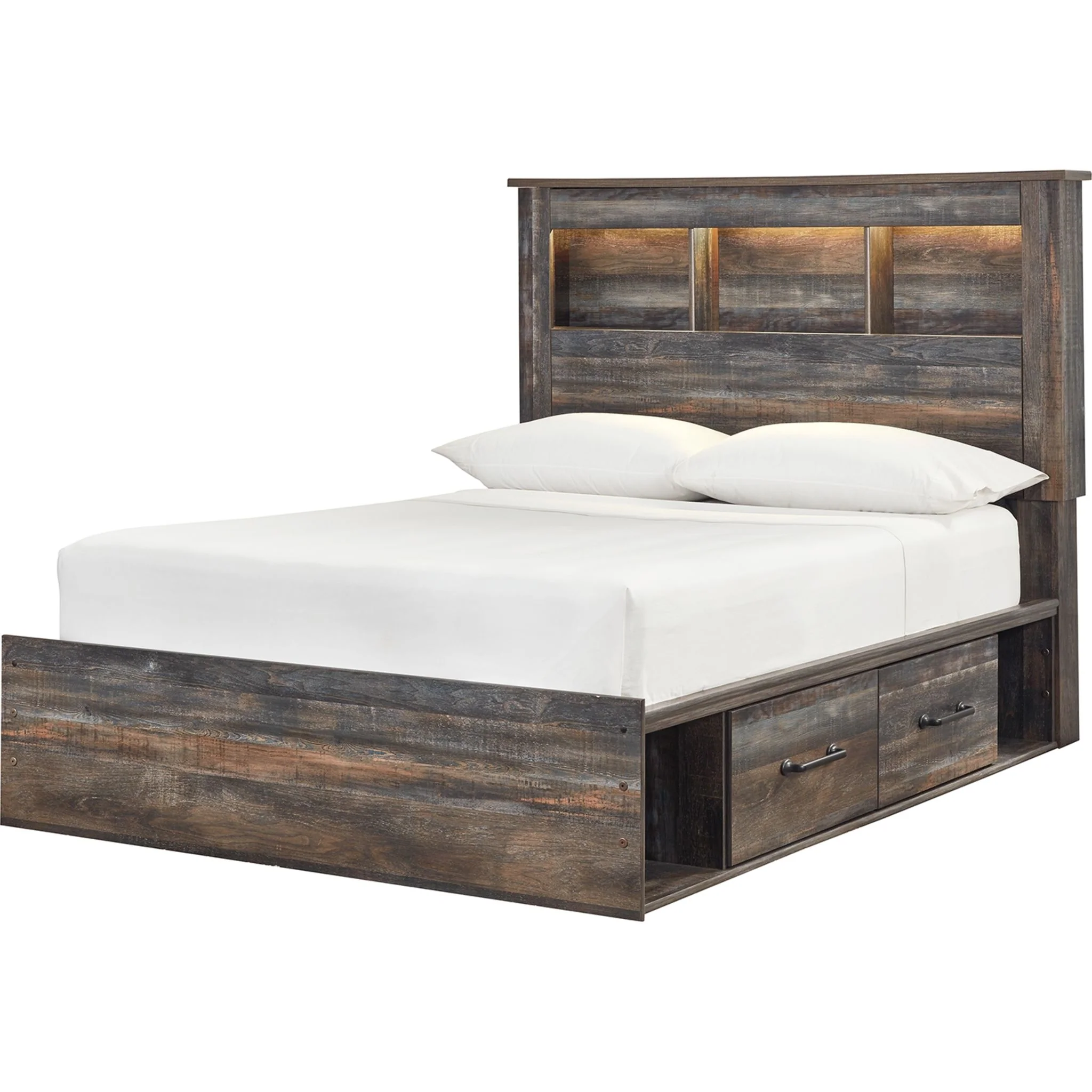 Drystan 5 Piece Full Bookcase Bed with 2 Drawer Storage Bedroom - Image 3