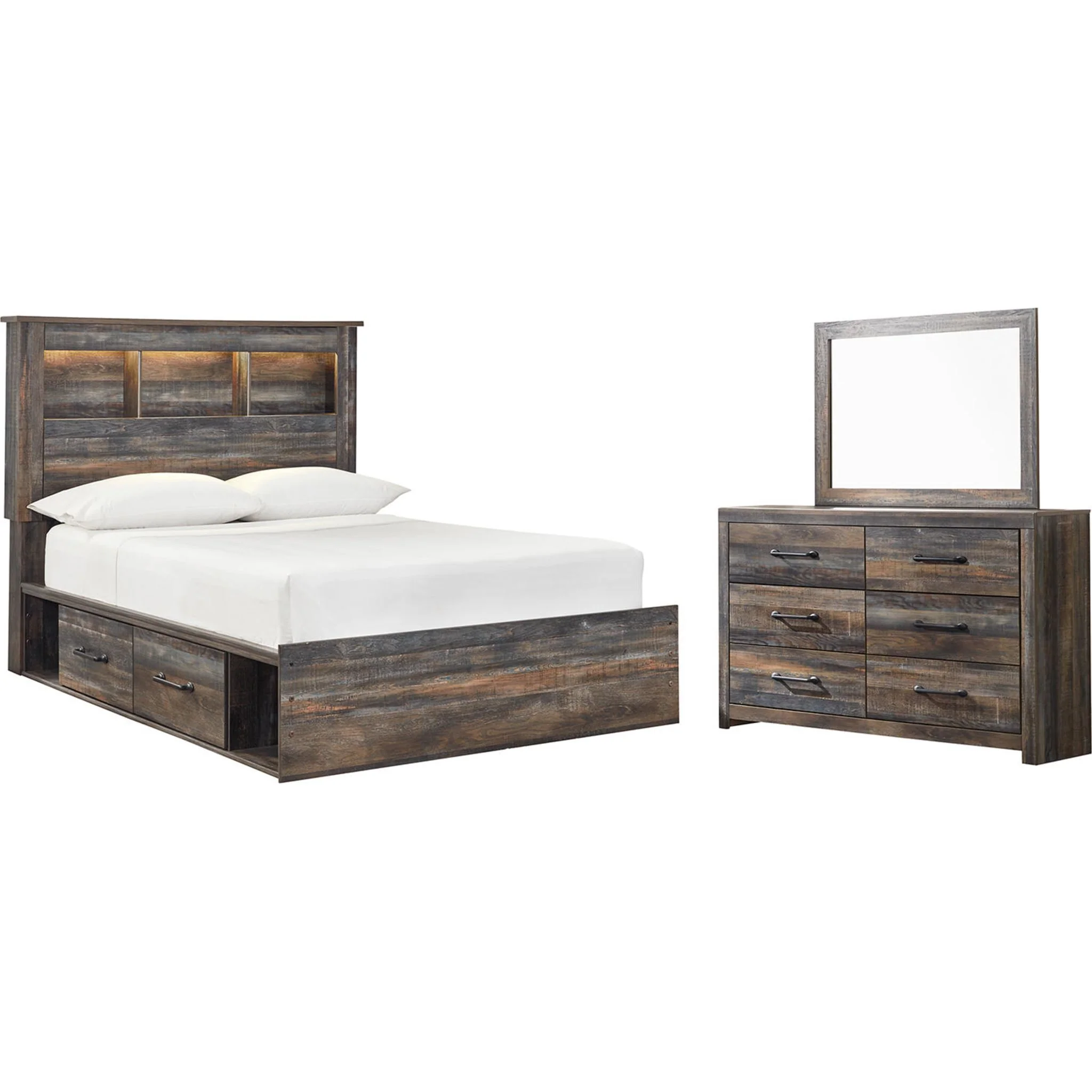 Drystan 5 Piece Full Bookcase Bed with 2 Drawer Storage Bedroom - Image 7