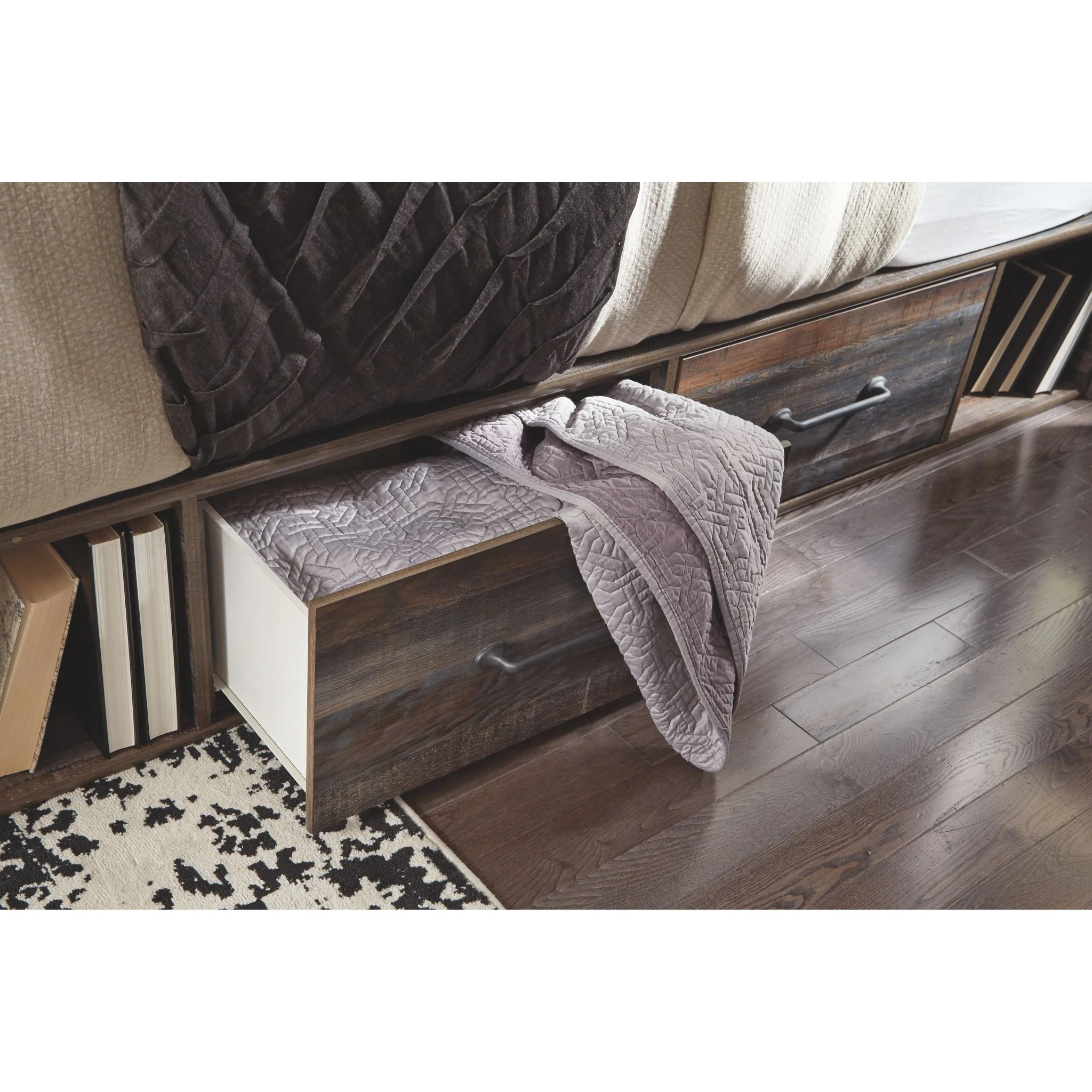 Drystan 5 Piece Panel Bed with 2 Drawer Storage Bedroom - Image 6