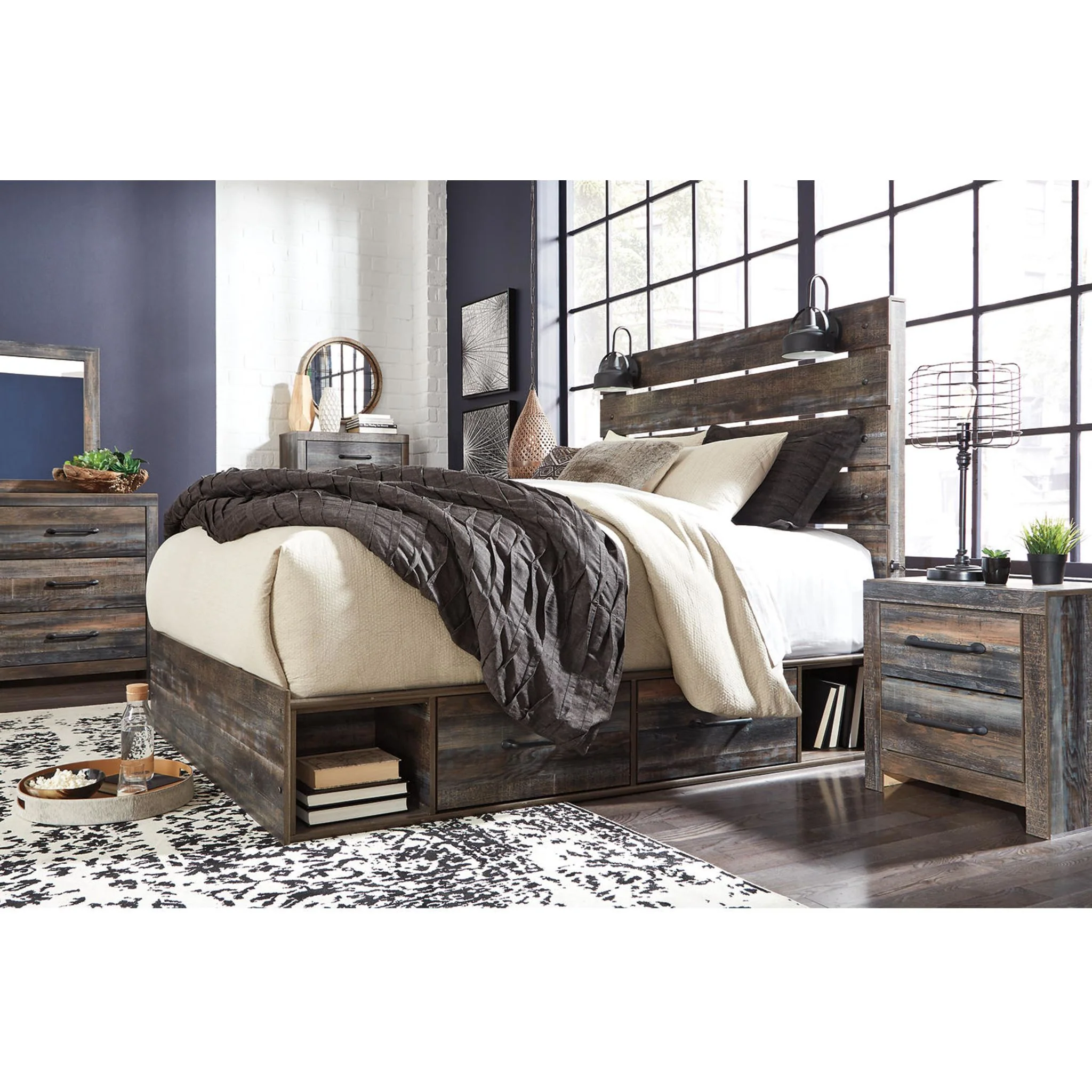 Drystan 5 Piece Panel Bed with 2 Drawer Storage Bedroom - Image 11