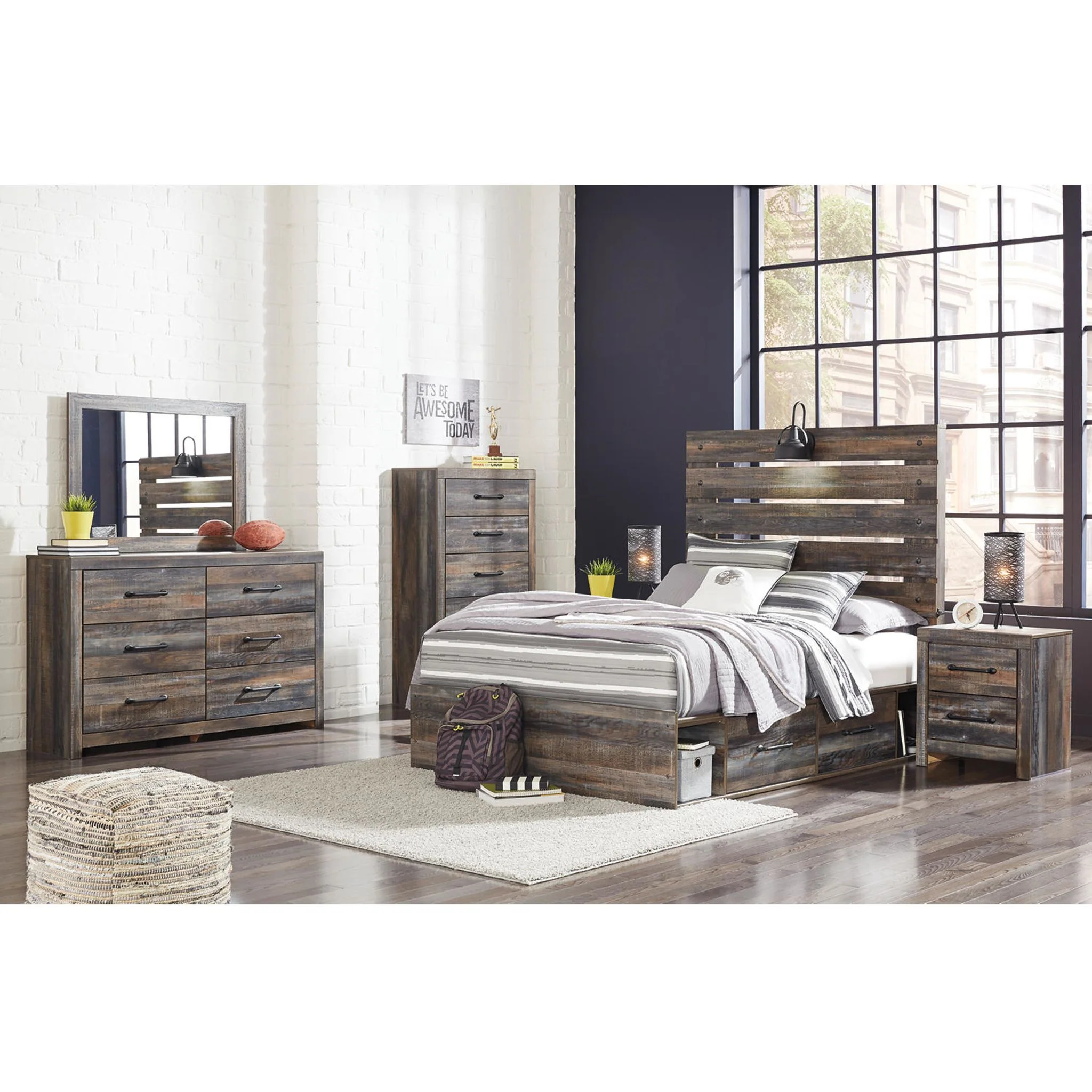 Drystan 5 Piece Panel Bed with 2 Drawer Storage Bedroom - Image 17
