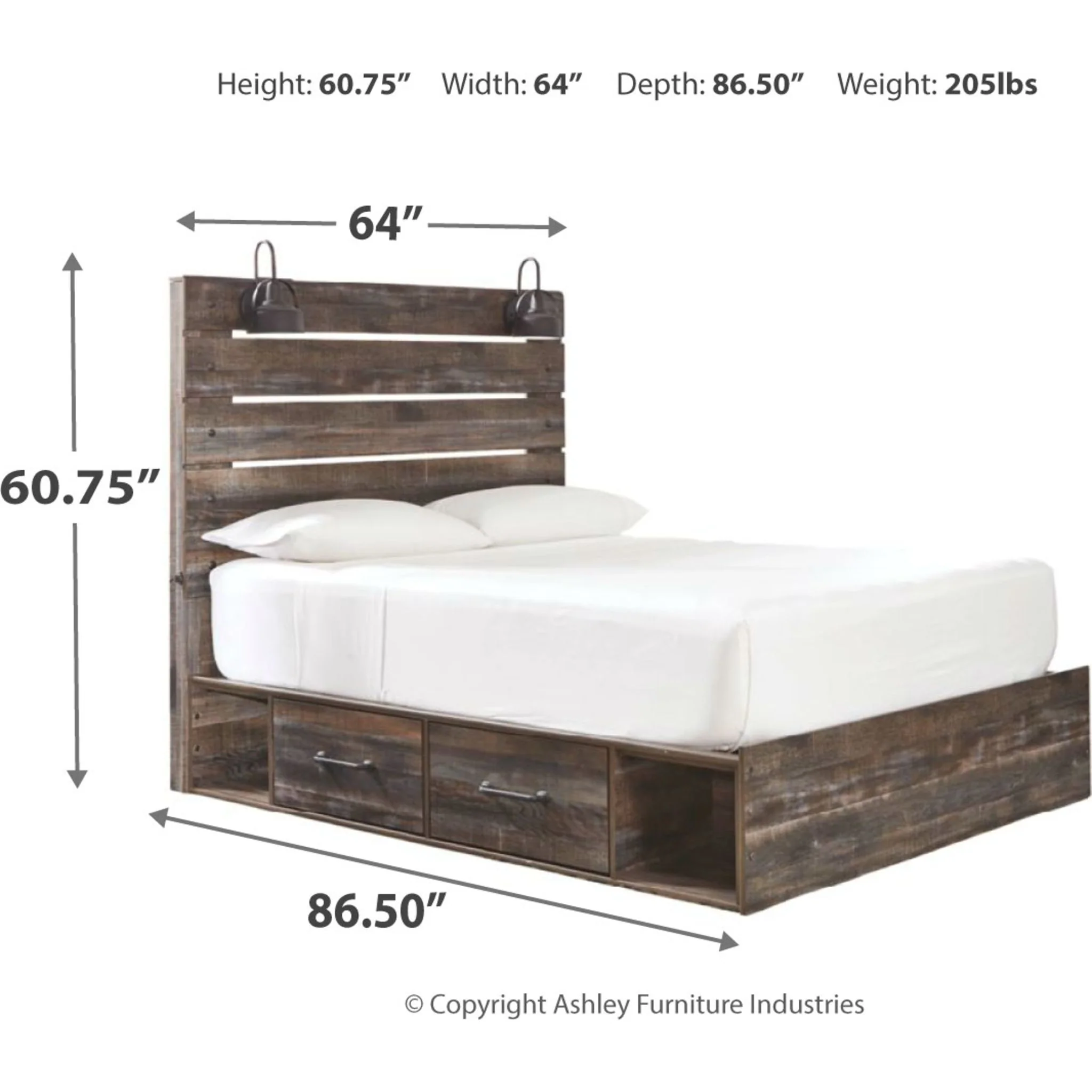 Drystan 5 Piece Panel Bed with 2 Drawer Storage Bedroom - Image 5