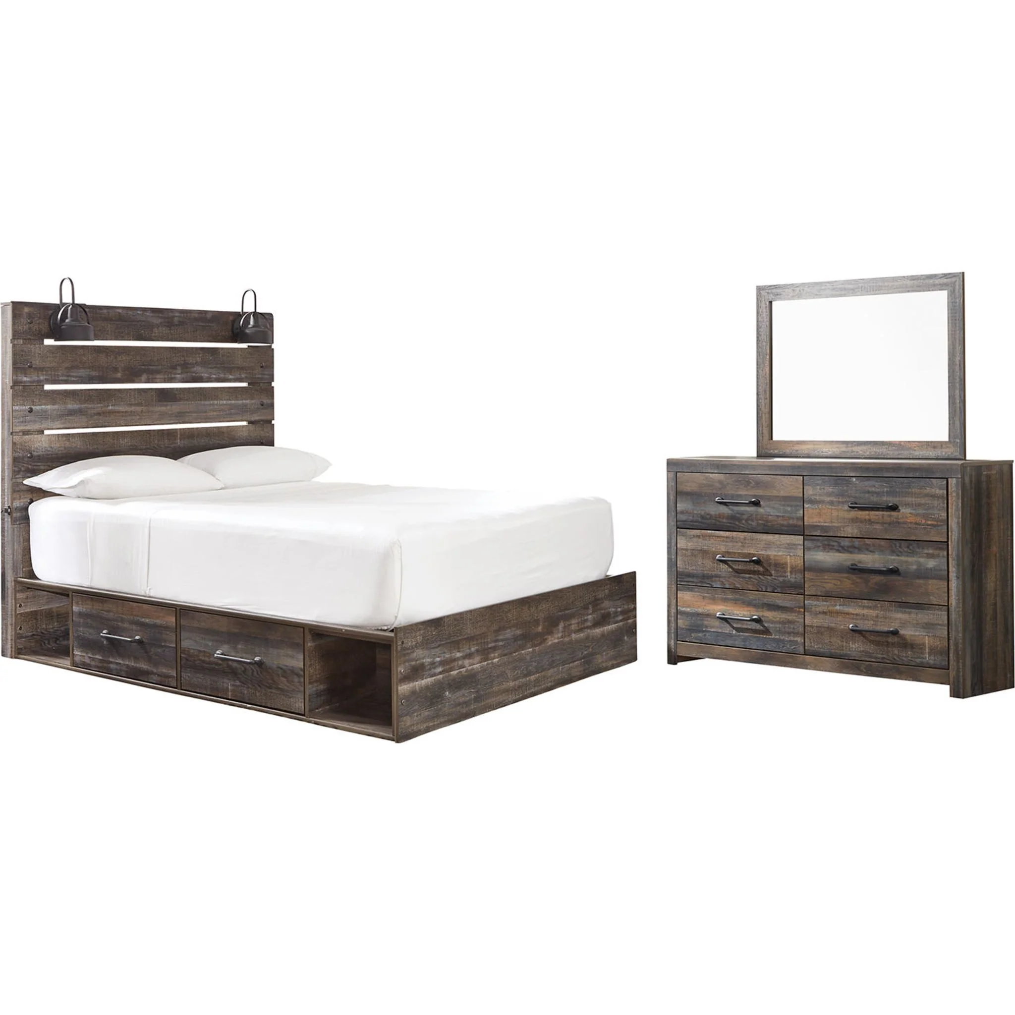 Drystan 5 Piece Panel Bed with 2 Drawer Storage Bedroom - Image 7