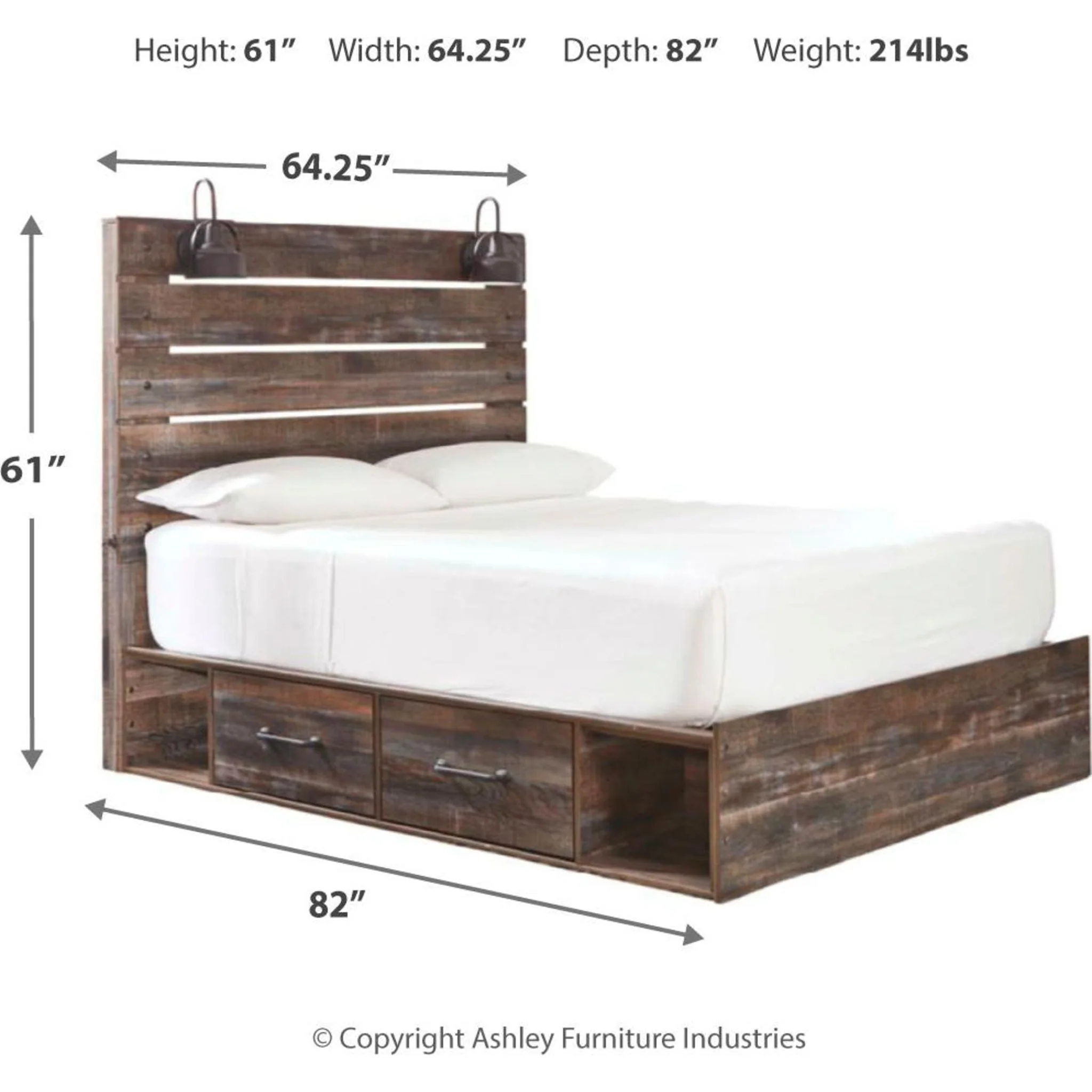 Drystan 5 Piece Panel Bed with 2 Drawer Storage Bedroom - Image 9