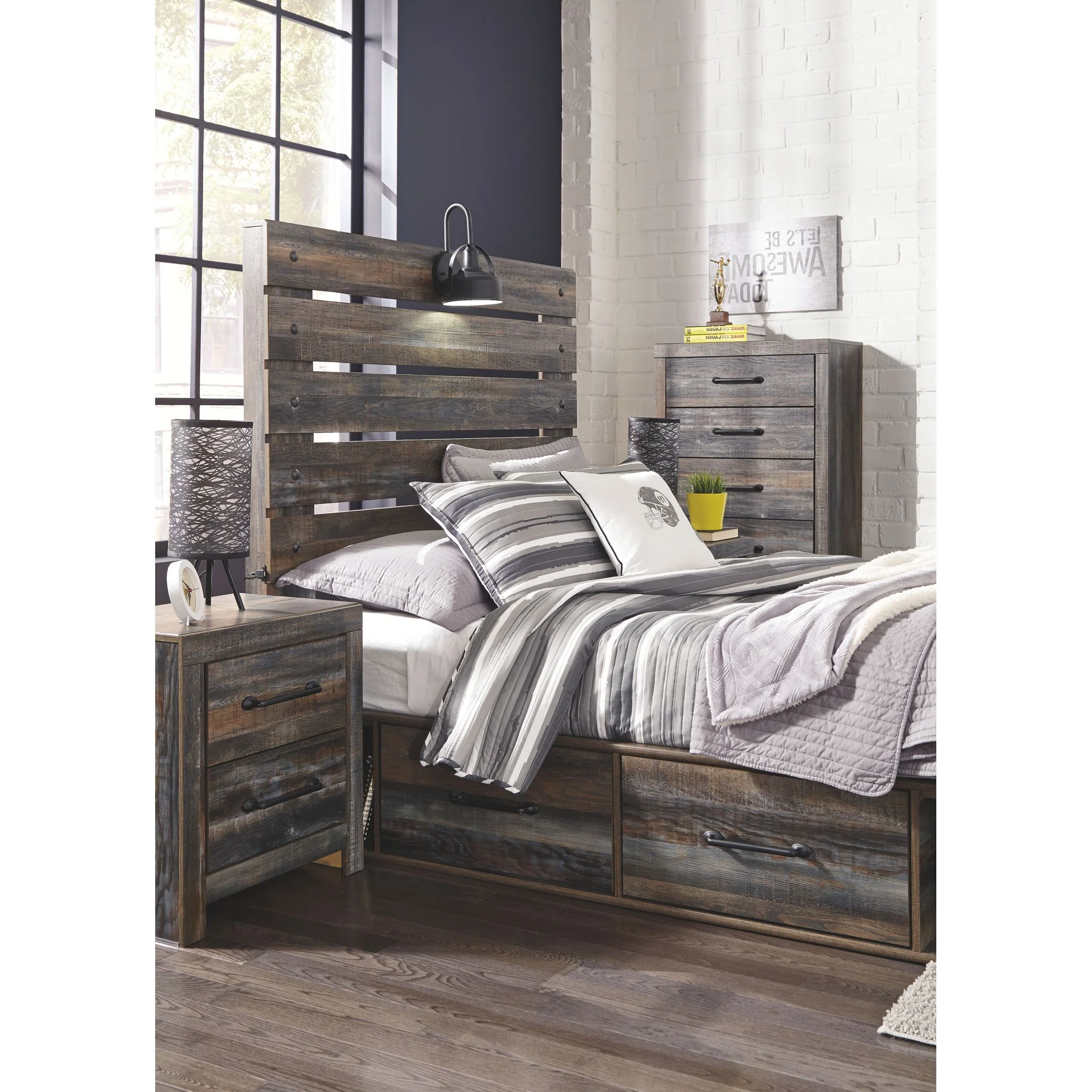 Drystan 5 Piece Panel Bed with 4 Drawer Storage Bedroom - Image 17