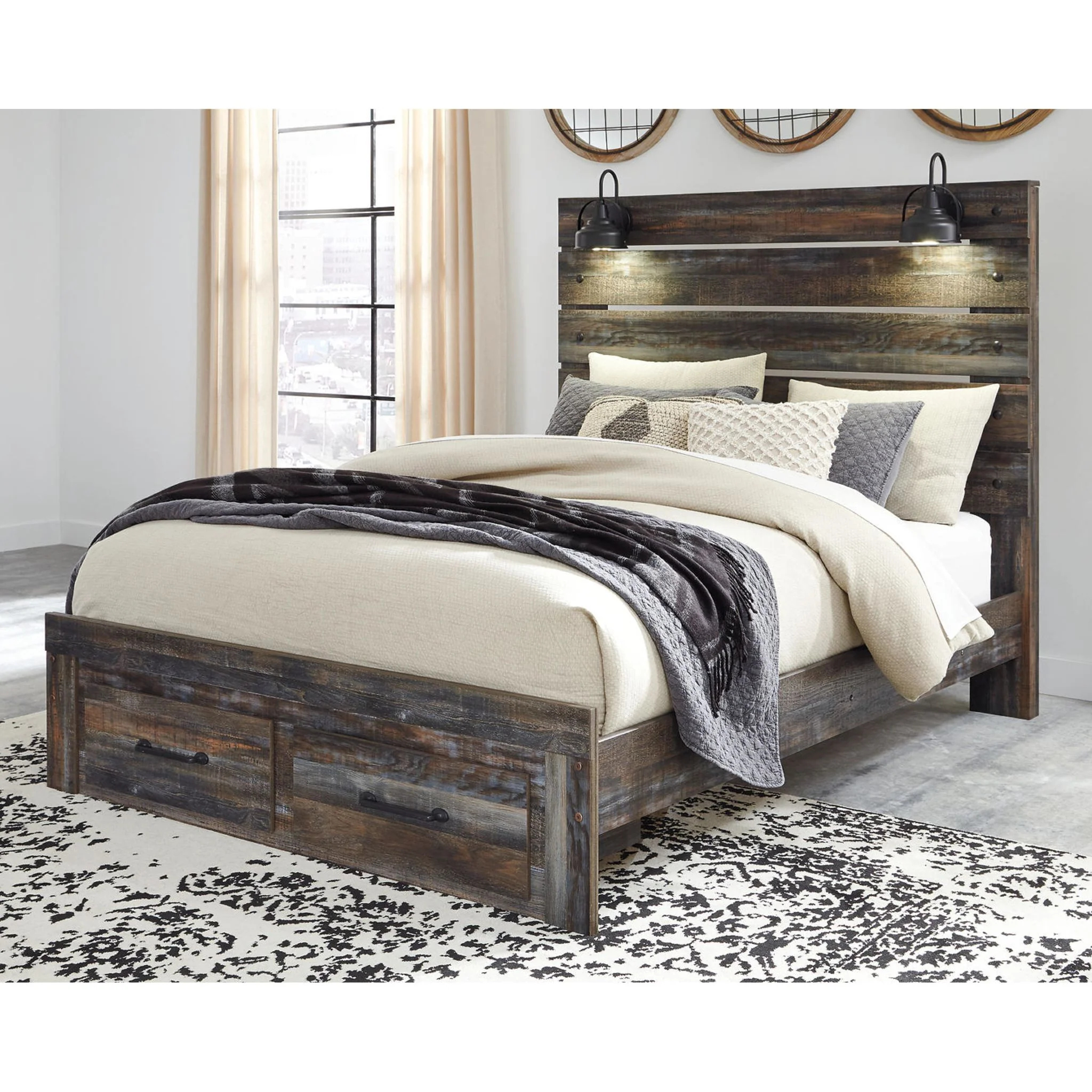 Drystan 5 Piece Panel Bed with Footboard Storage Bedroom - Image 10