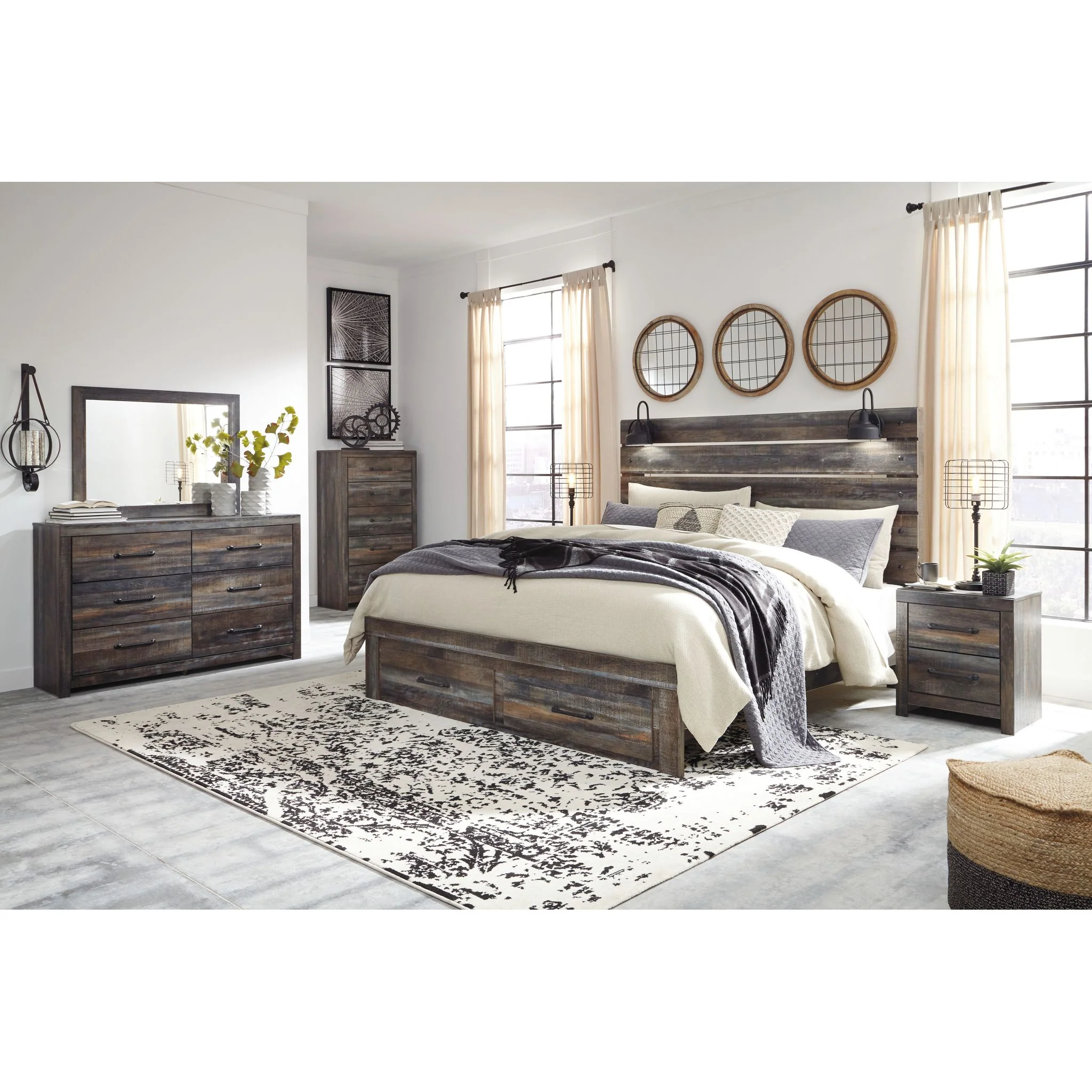 Drystan 5 Piece Panel Bed with Footboard Storage Bedroom - Image 14
