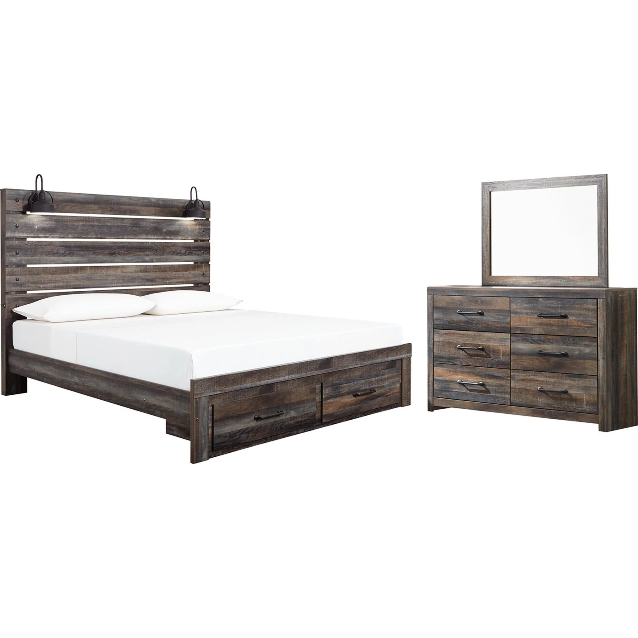 Drystan 5 Piece Panel Bed with Footboard Storage Bedroom - Image 19