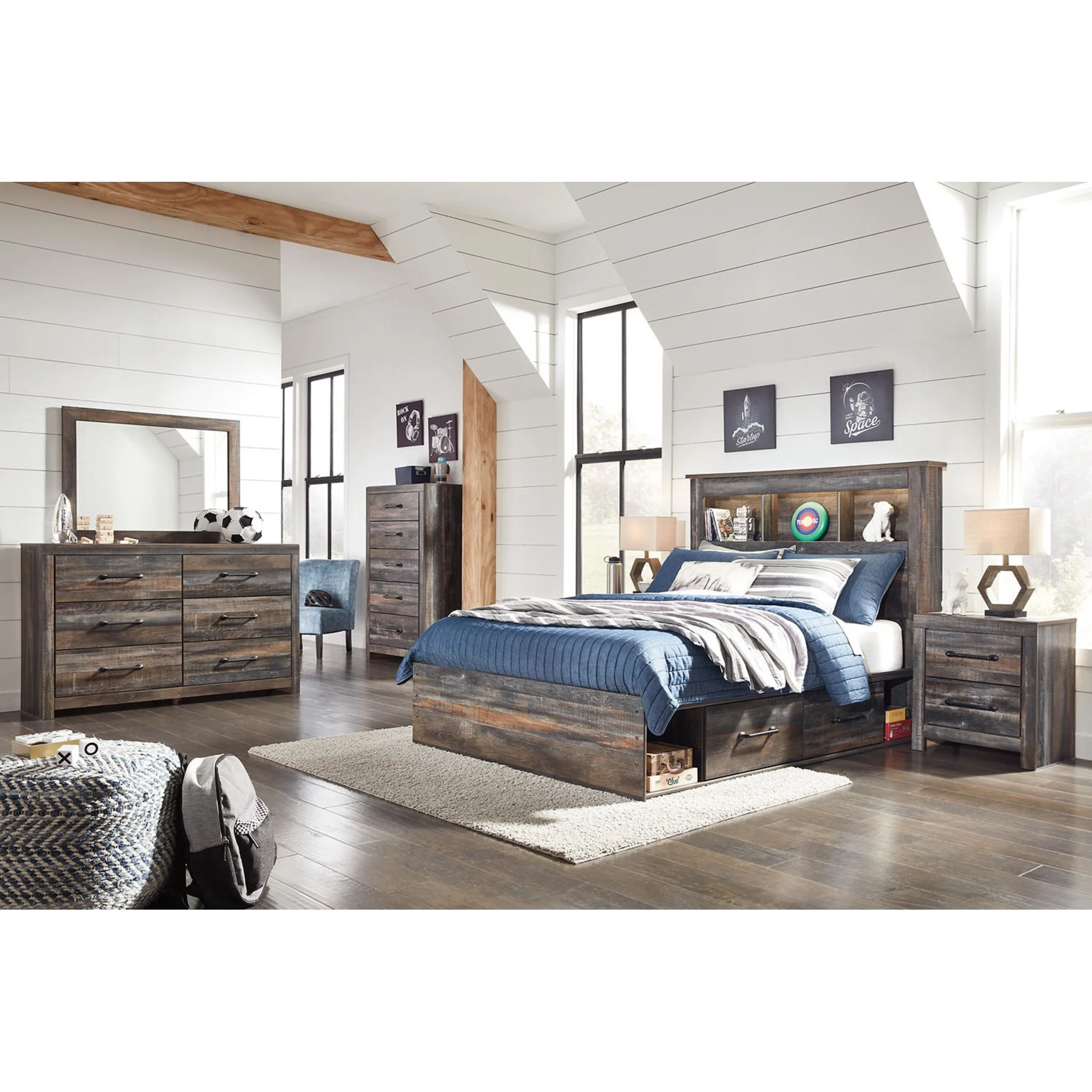 Drystan Full Bookcase Bed with 2 Drawer Storage - Image 5