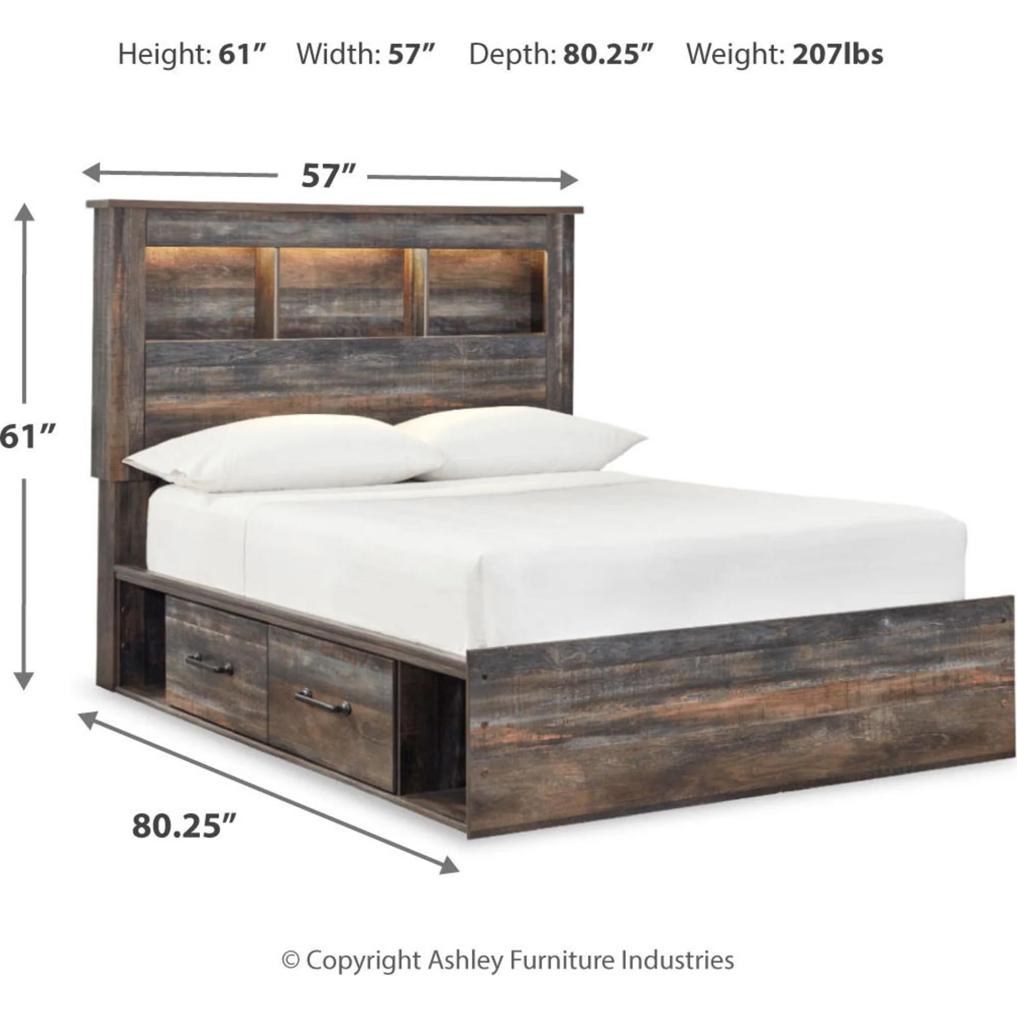 Drystan Full Bookcase Bed with 2 Drawer Storage - Image 8
